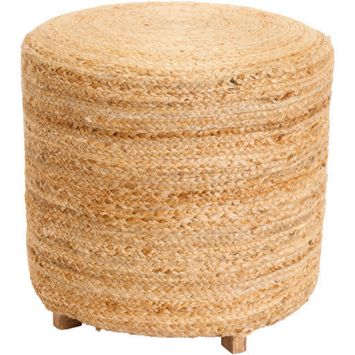 Surya Tropics Modern Wheat Brown Jute Round Pouf Ottoman TPP-002 - Image 2