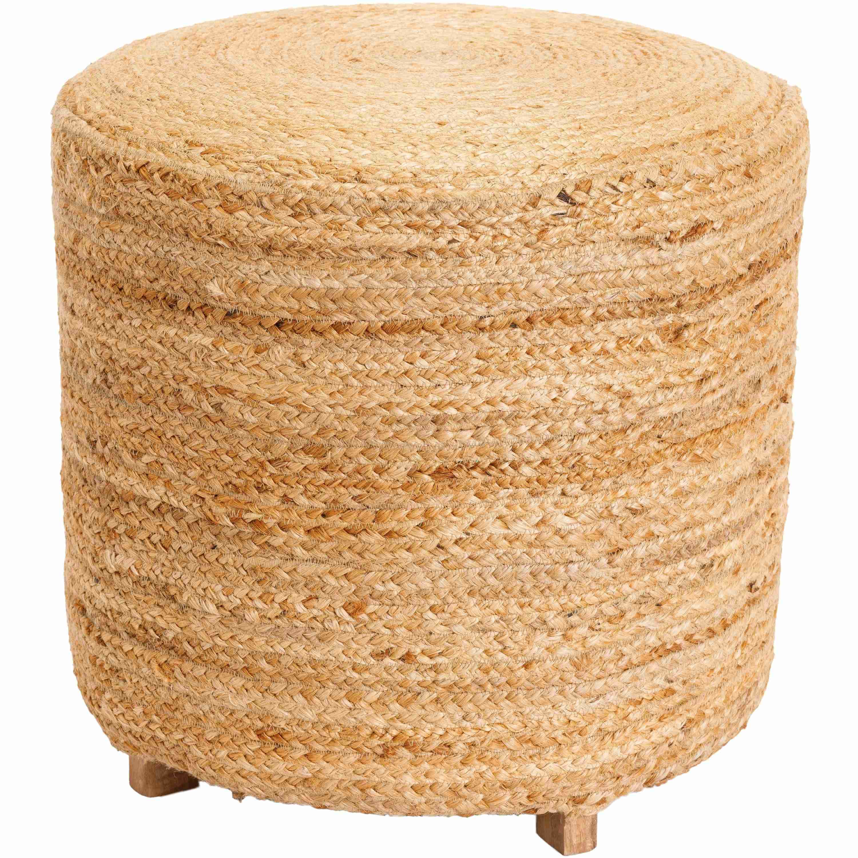 Surya Tropics Modern Wheat Brown Jute Round Pouf Ottoman TPP-002 - Image 3