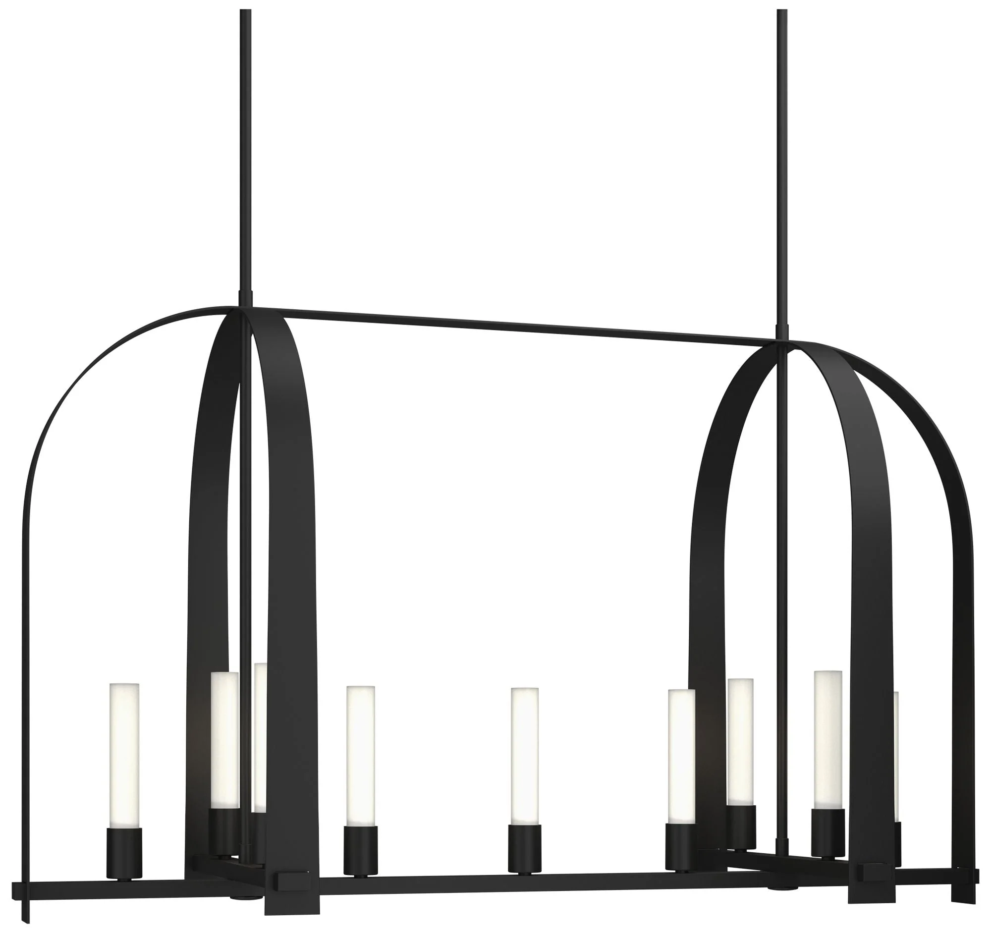 Triomphe 41" Wide 9-Light Black Linear Pendant With Frosted Glass Shad - Image 1