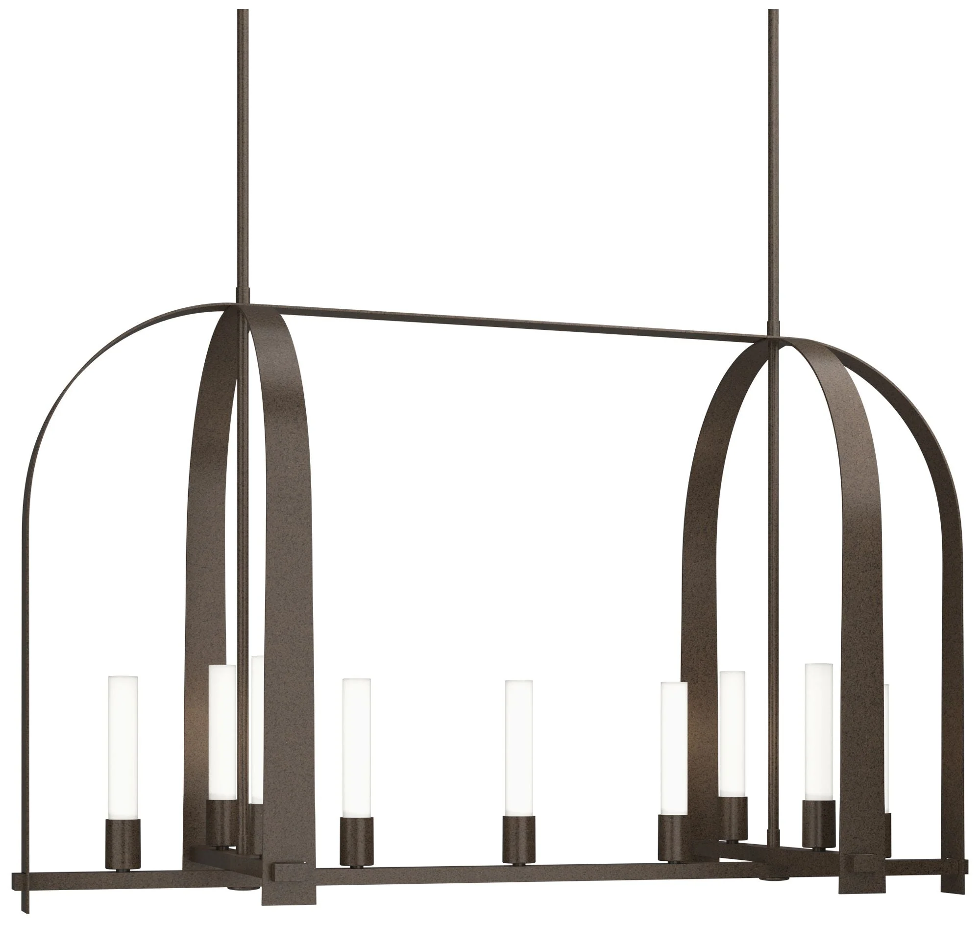 Triomphe 41" Wide 9-Light Bronze Linear Pendant With Frosted Glass Sha - Image 1