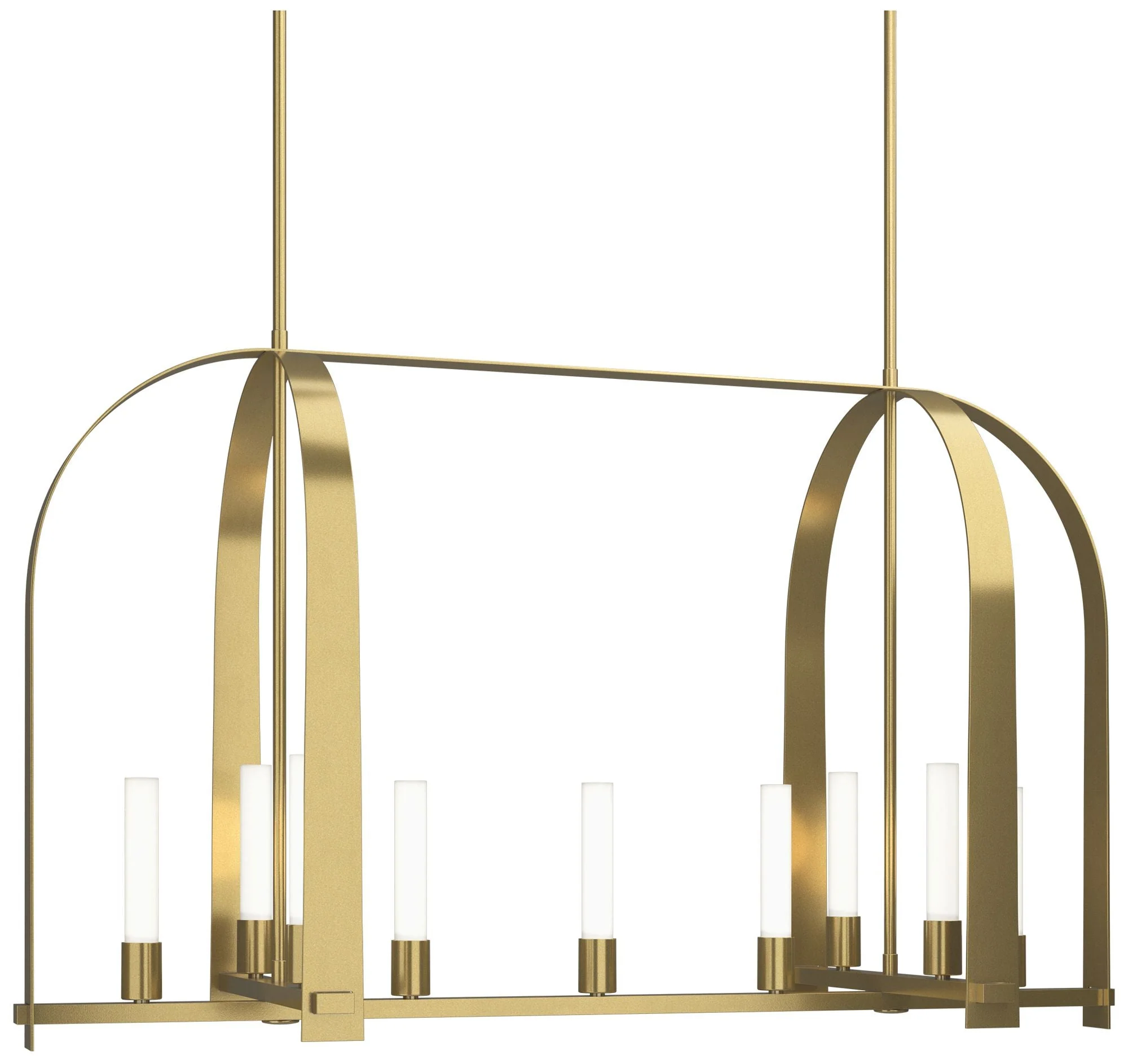 Triomphe 41" Wide 9-Light Modern Brass Linear Pendant w/ Frosted Shade - Image 1
