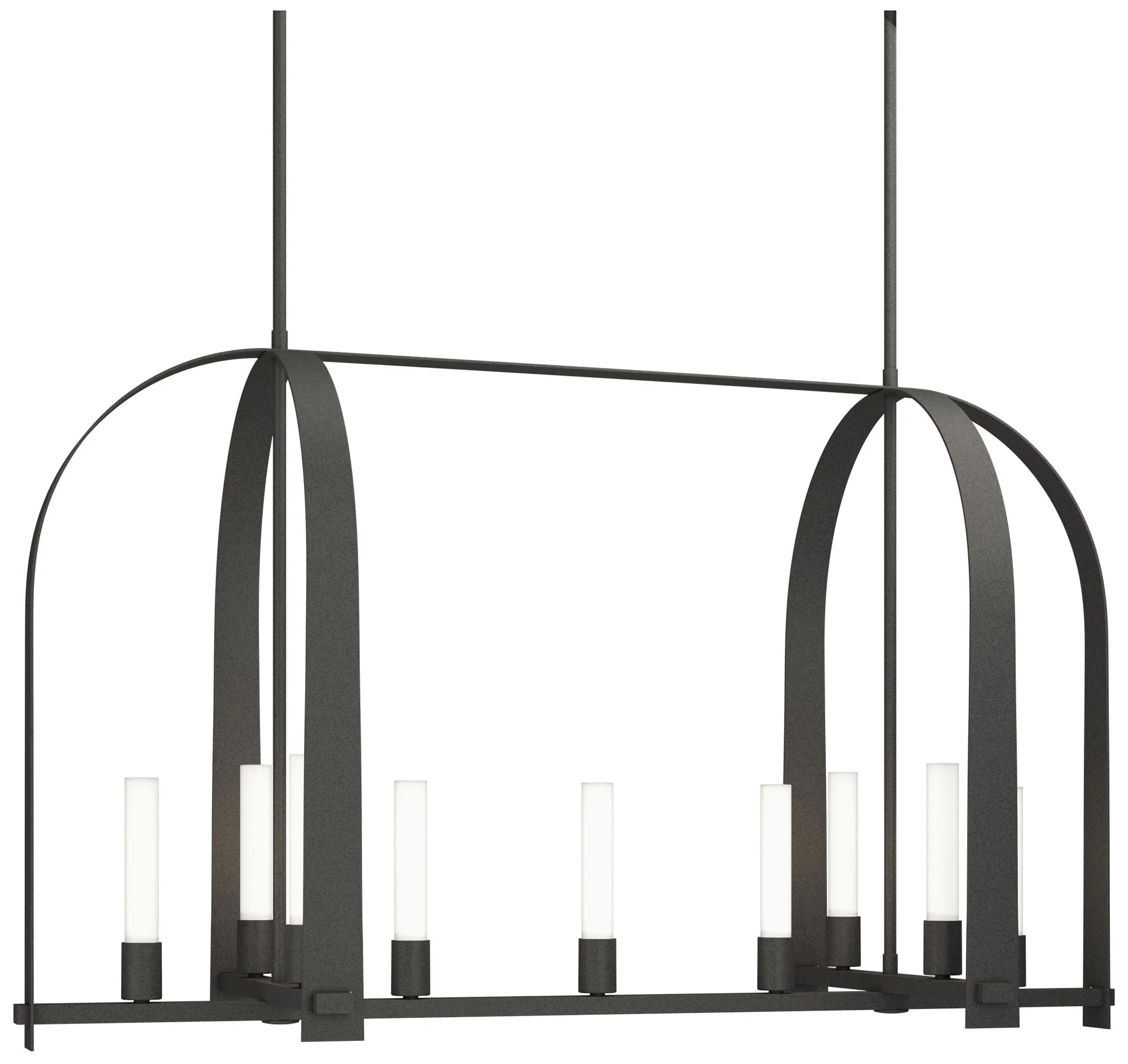 Triomphe 41" Wide 9-Light Natural Iron Linear Pendant w/ Frosted Shade - Image 1