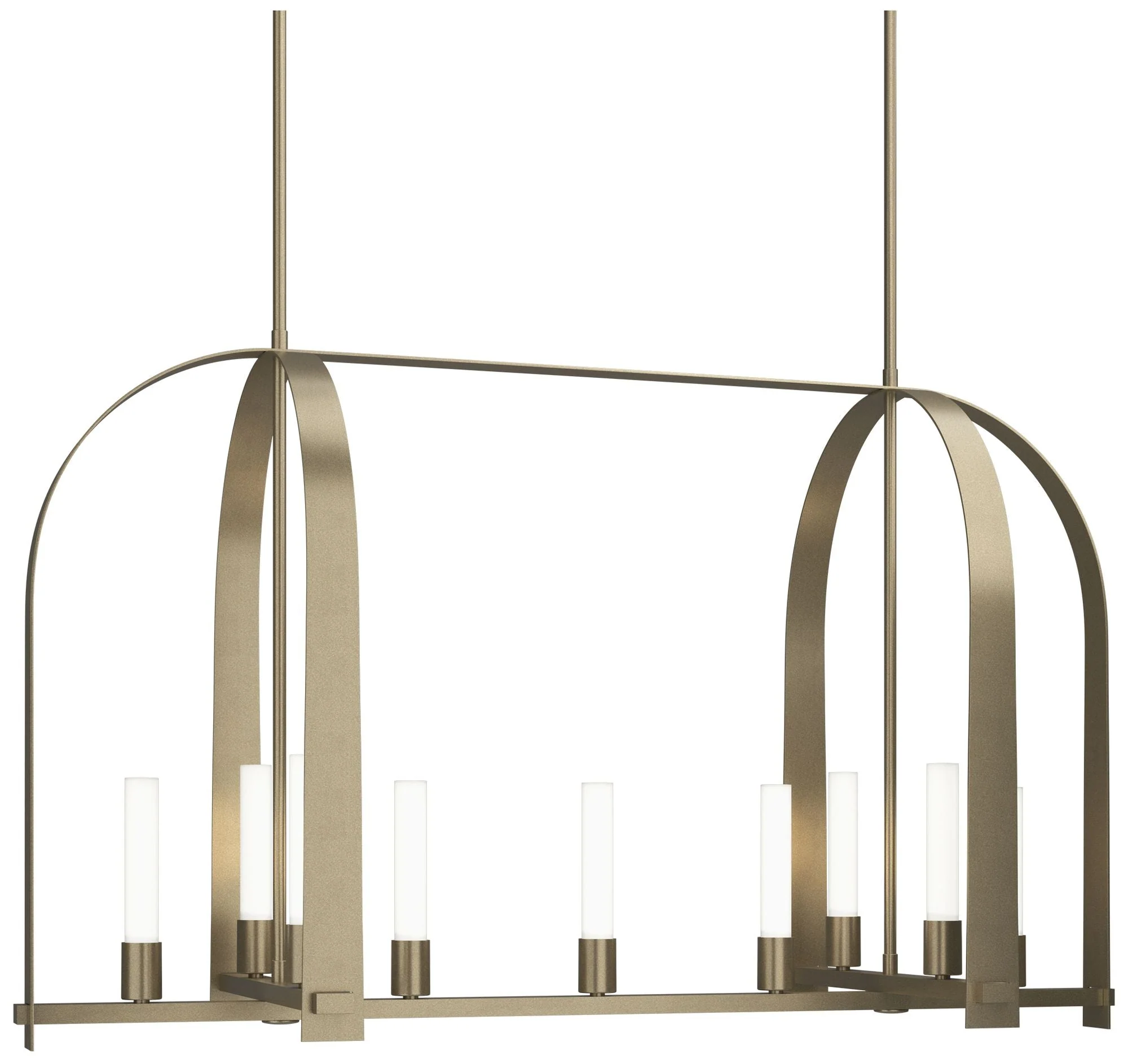 Triomphe 41" Wide 9-Light Soft Gold Linear Pendant With Frosted Glass - Image 1