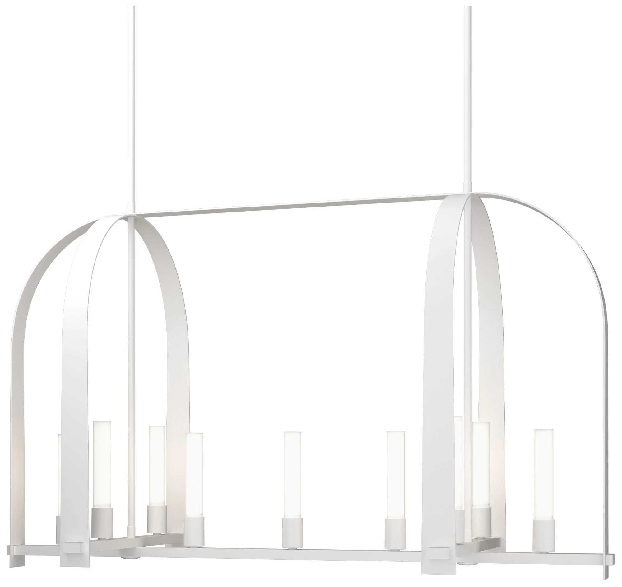 Triomphe 41" Wide 9-Light White Linear Pendant With Frosted Glass Shad - Image 1