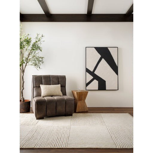 Surya Belfort Modern Channeled Charcoal Grey Bonded Leather Accent Chair - Image 1