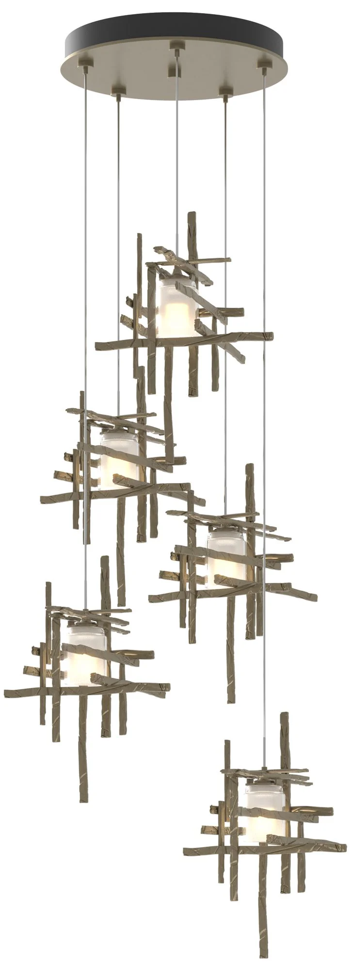 Tura 27.3" Wide 5-Light Soft Gold Standard Pendant With Frosted Glass - Image 1