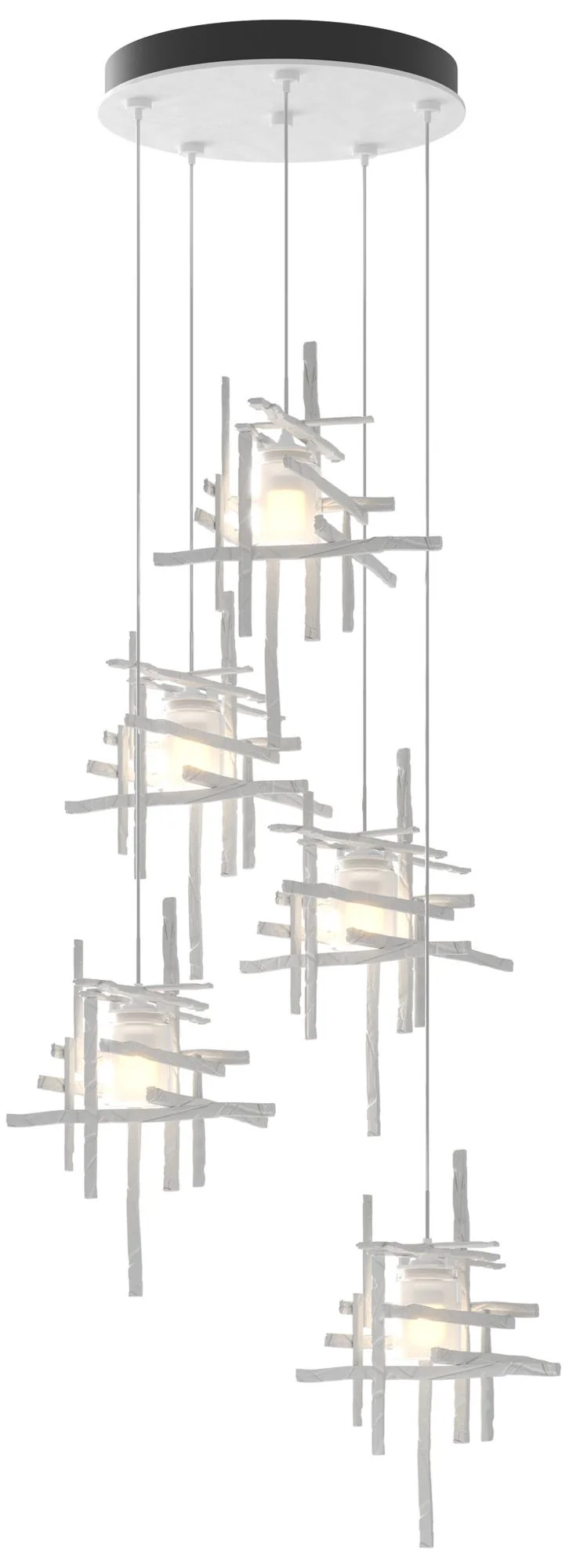 Tura 27.3" Wide 5-Light White Long Pendant With Frosted Cast Glass Sha - Image 1