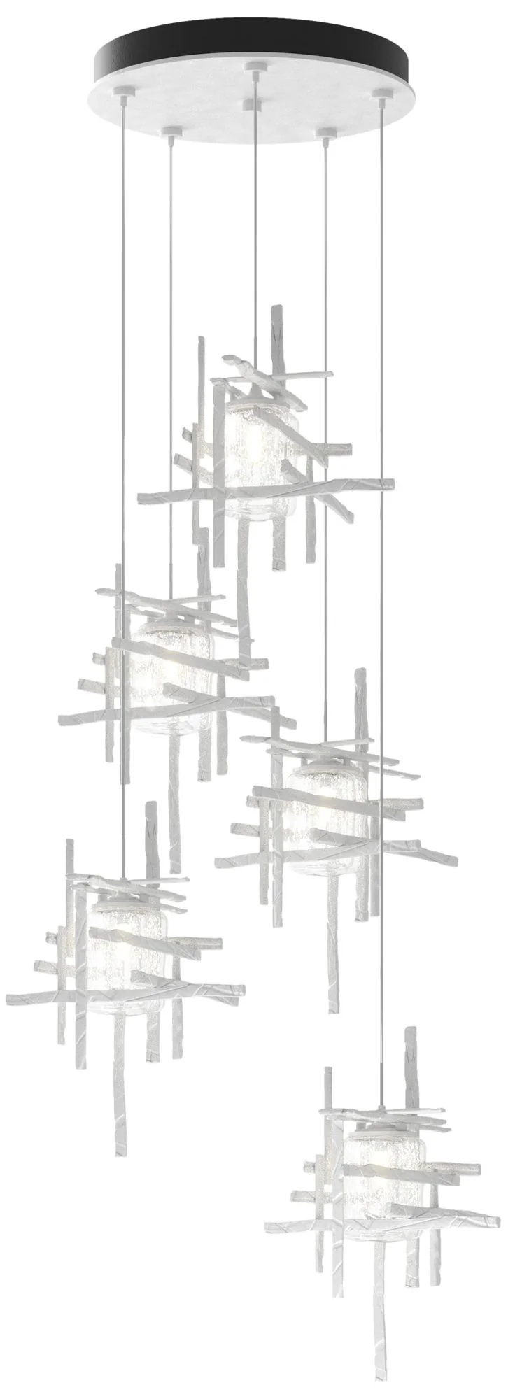 Tura 27.3" Wide 5-Light White Long Pendant With Seeded Clear Glass Sha - Image 1