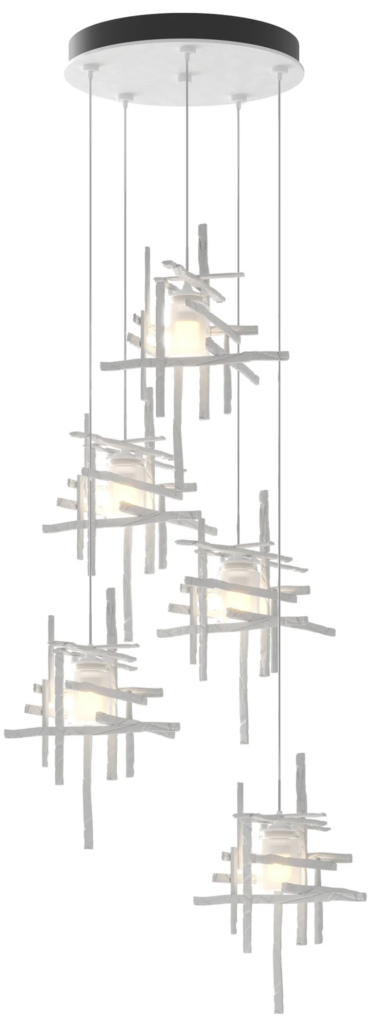 Tura 27.3" Wide 5-Light White Standard Pendant With Frosted Glass Shad - Image 1