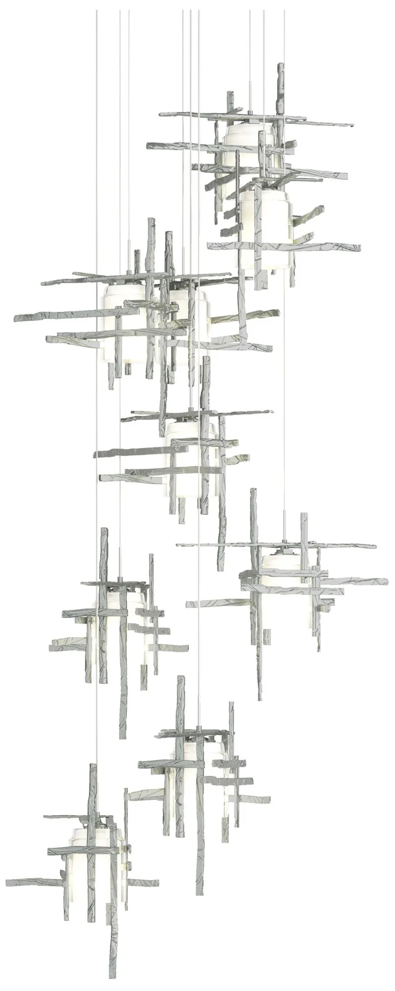 Tura 29.6"W 9-Light Round  Long Pendant w/ Frosted Glass Shade - Image 1