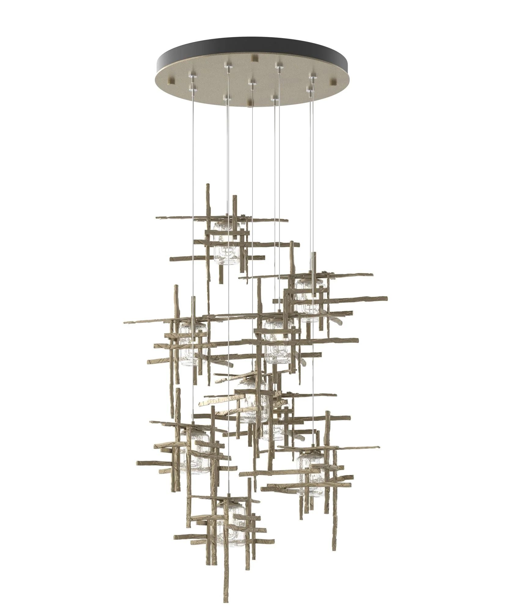 Tura 29.6"W 9-Light Round  Standard Pendant w/ Seeded Glass Shade - Image 1