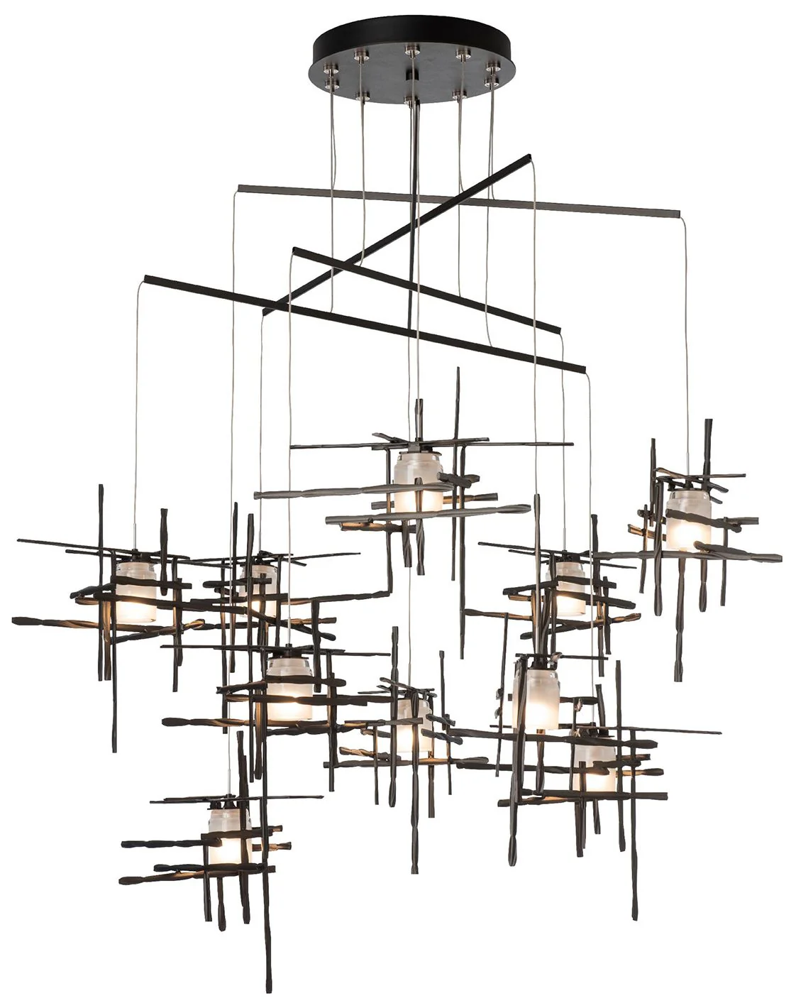 Tura 48.9"W 10-Light Oil Rubbed Bronze Mobile Pendant w/ Frosted Shade - Image 1