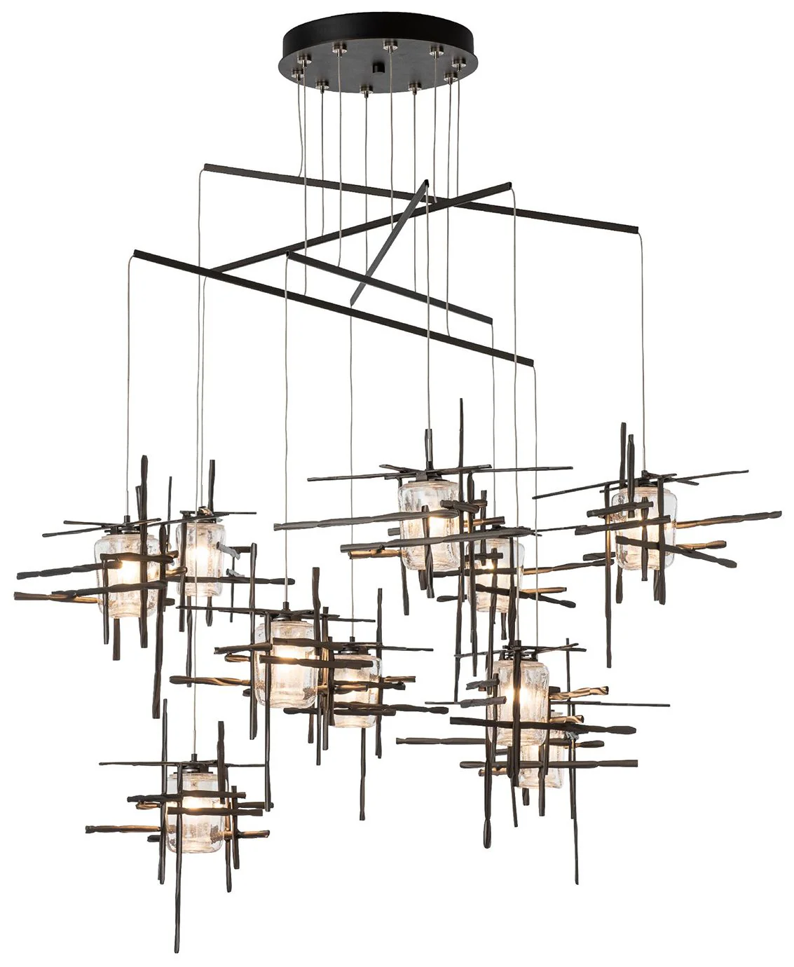 Tura 48.9"W 10-Light Oil Rubbed Bronze Mobile Pendant w/ Seeded Glass - Image 1
