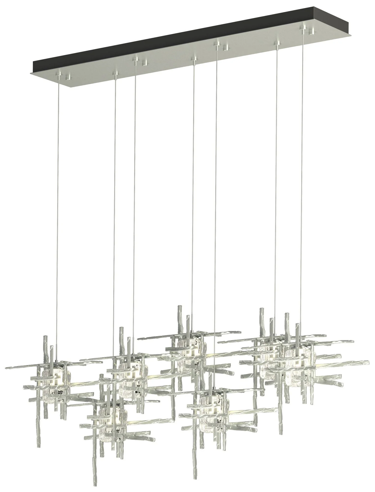 Tura 53.6"W 7-Light Rectangular Platinum Standard Pendant w/ Seeded Sh - Image 1
