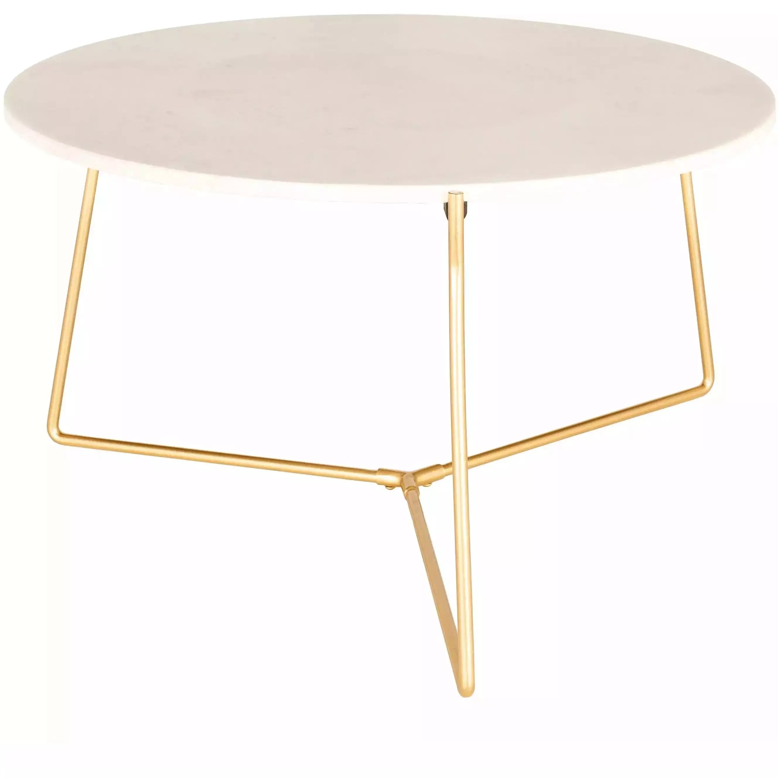 Surya Suave Modern White Marble Top With Gold Metal Base Round Coffee Table UAV-001 - Image 3