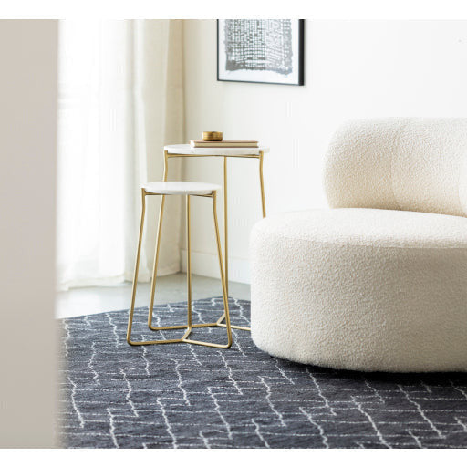 Surya Suave Modern White Marble Top With Gold Metal Base Set of 2 Nesting Accent Side Tables UAV-003 - Image 1