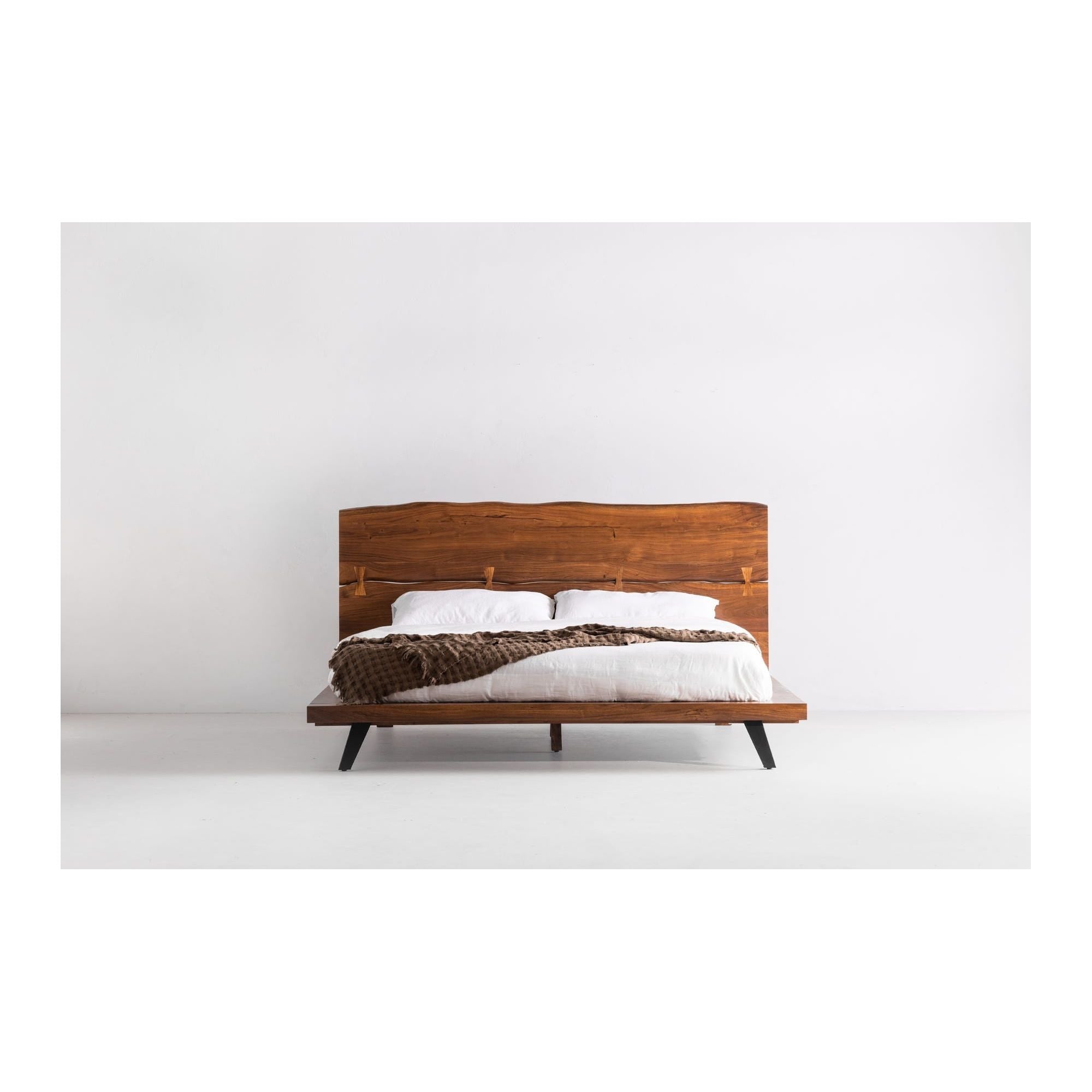 Moe's Home Collection Madagascar Brown Acacia Wood Platform Queen Size Bed - Image 2