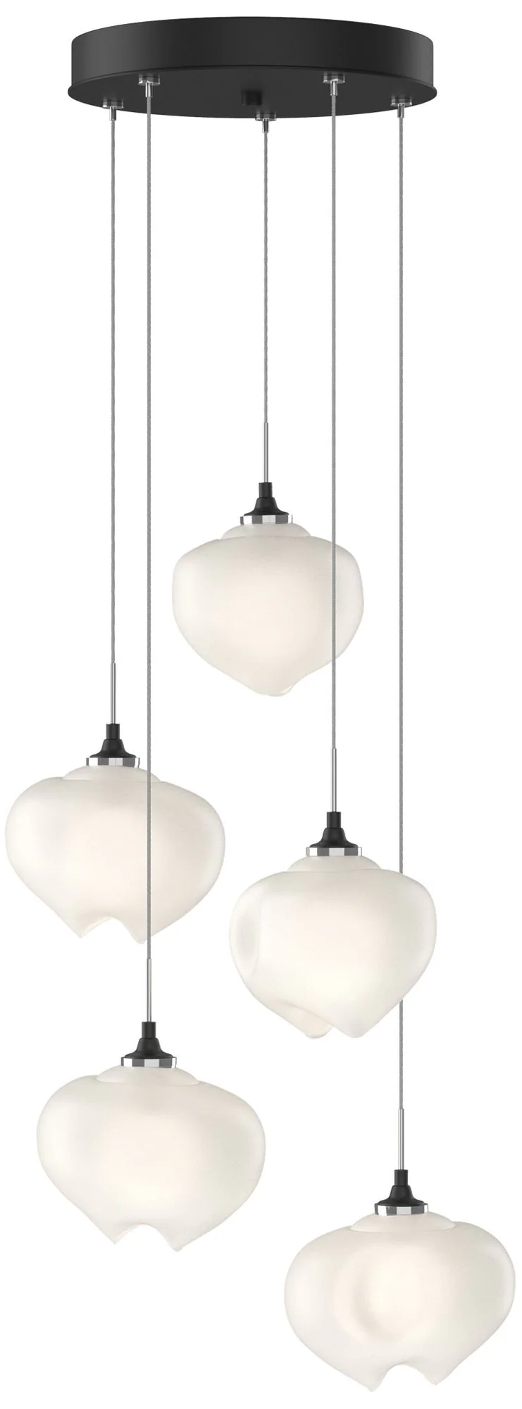 Ume 16.6" Wide 5-Light Black Pendant With Frosted Glass Shade - Image 1