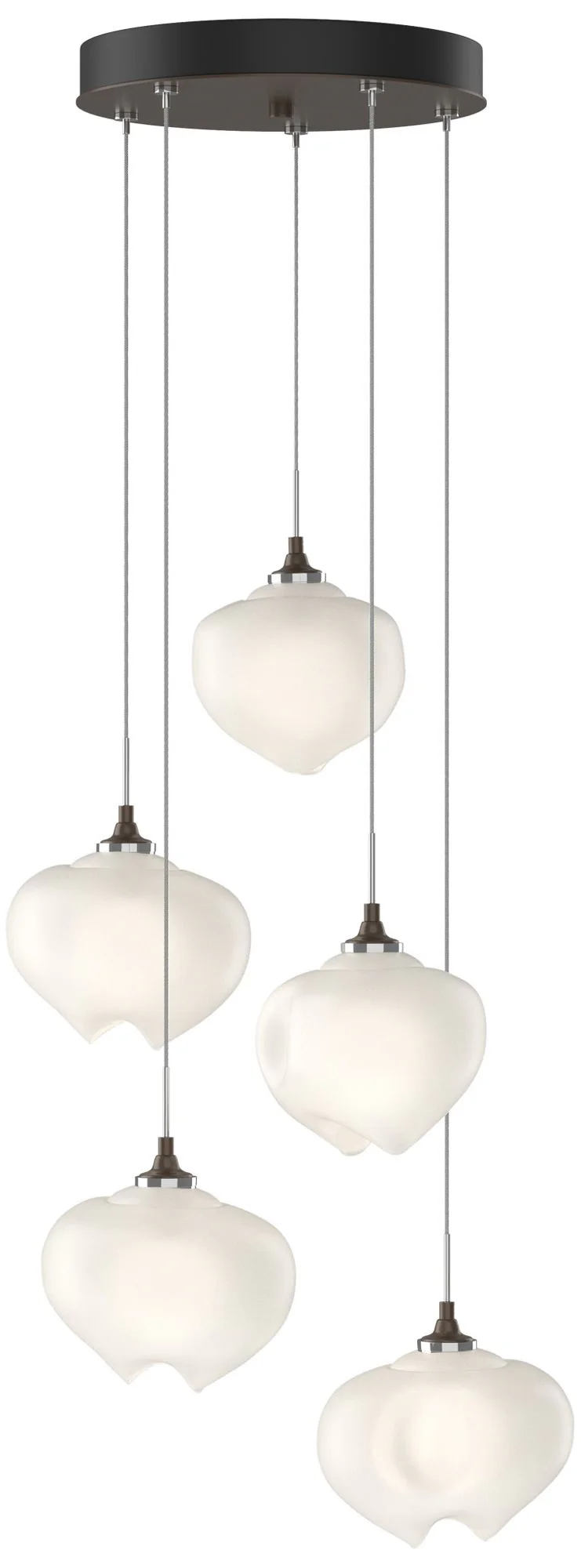 Ume 16.6" Wide 5-Light Bronze Pendant With Frosted Glass Shade - Image 1