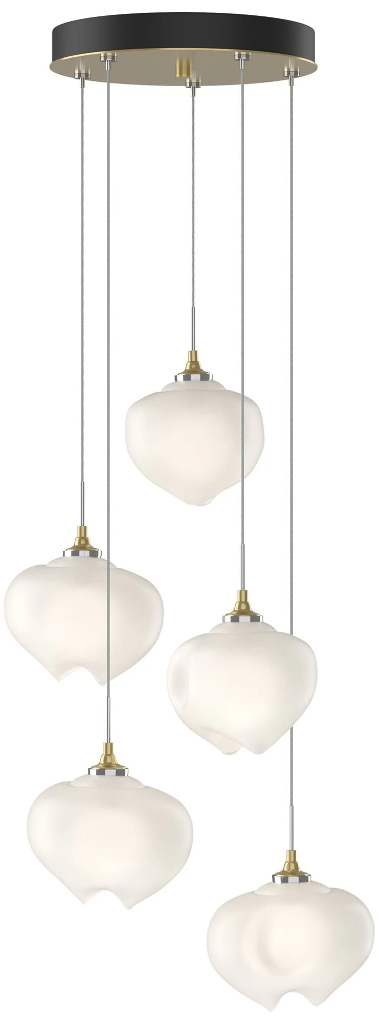 Ume 16.6" Wide 5-Light Modern Brass Pendant With Frosted Glass Shade - Image 1