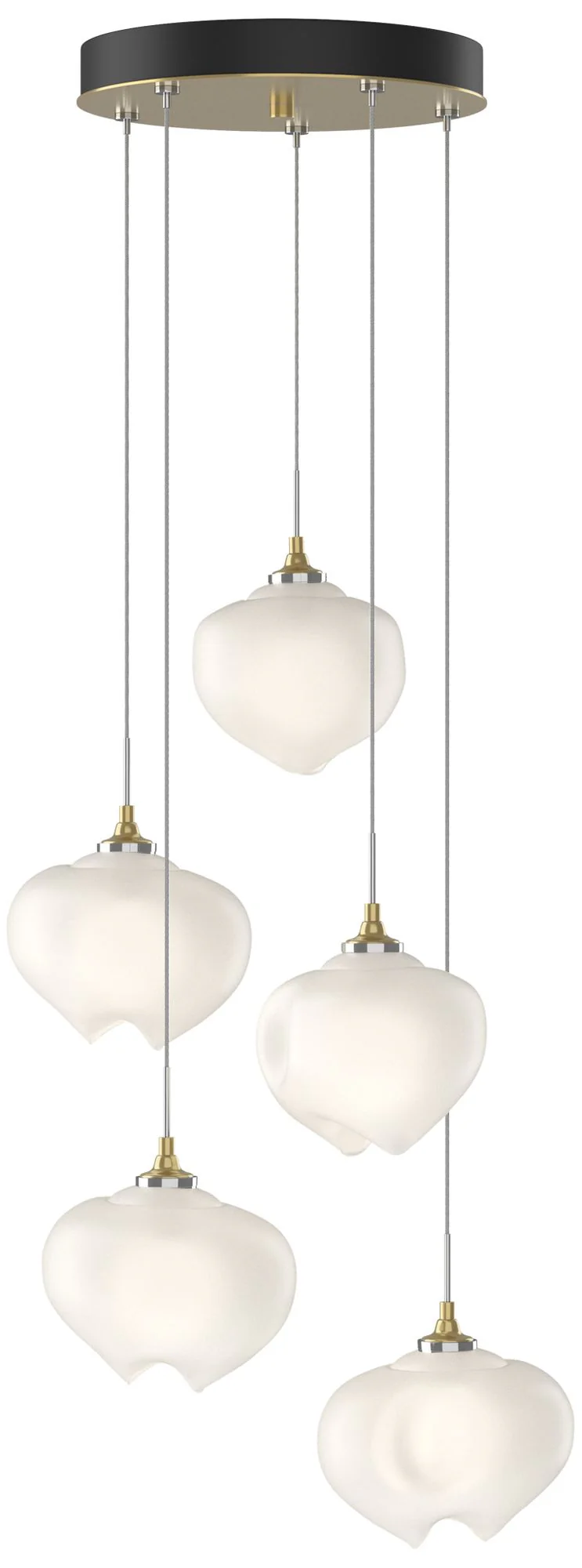 Ume 16.6" Wide 5-Light Modern Brass Standard Pendant w/ Frosted Glass - Image 1