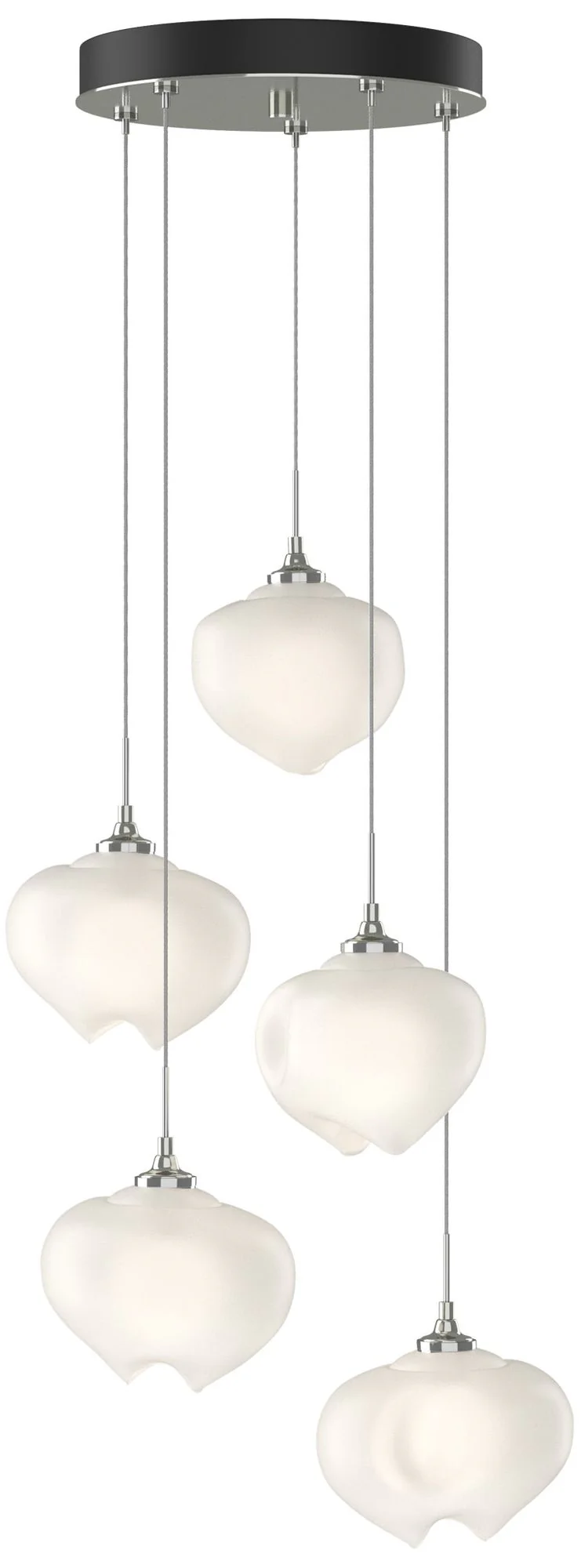 Ume 16.6" Wide 5-Light Sterling Pendant With Frosted Glass Shade - Image 1