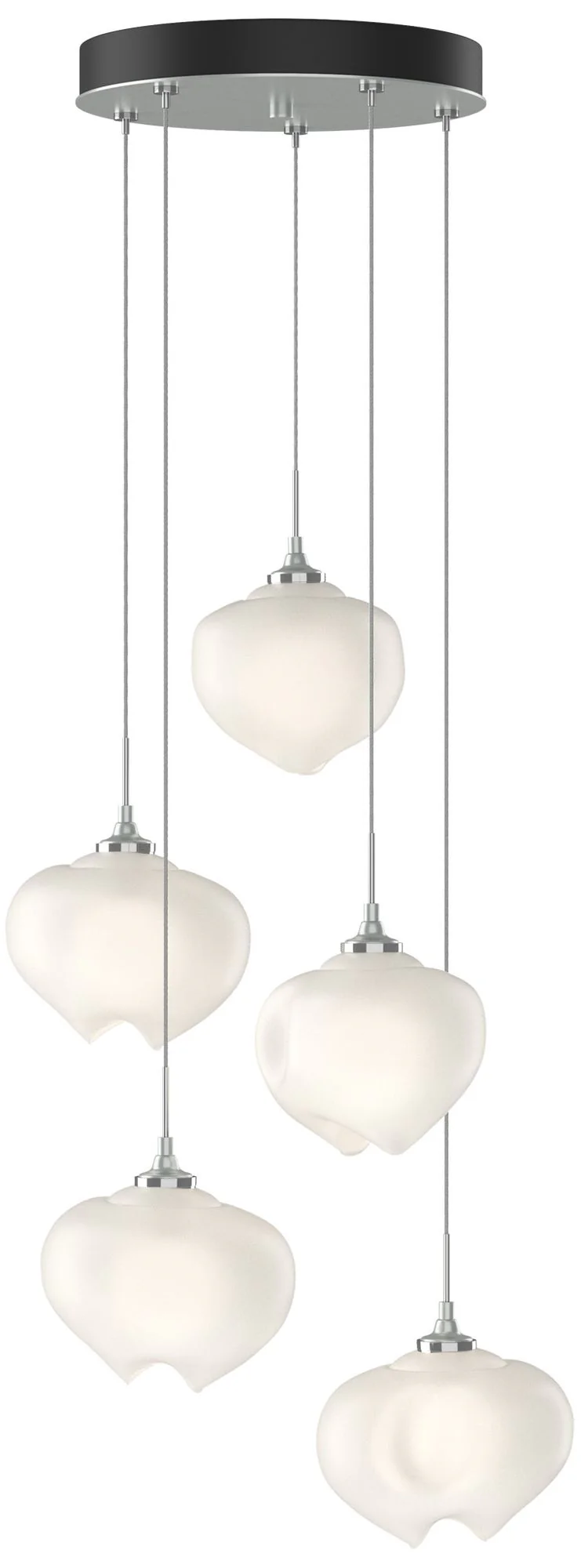 Ume 16.6″ Wide 5-Light Vintage Platinum Pendant With Frosted Glass Shade