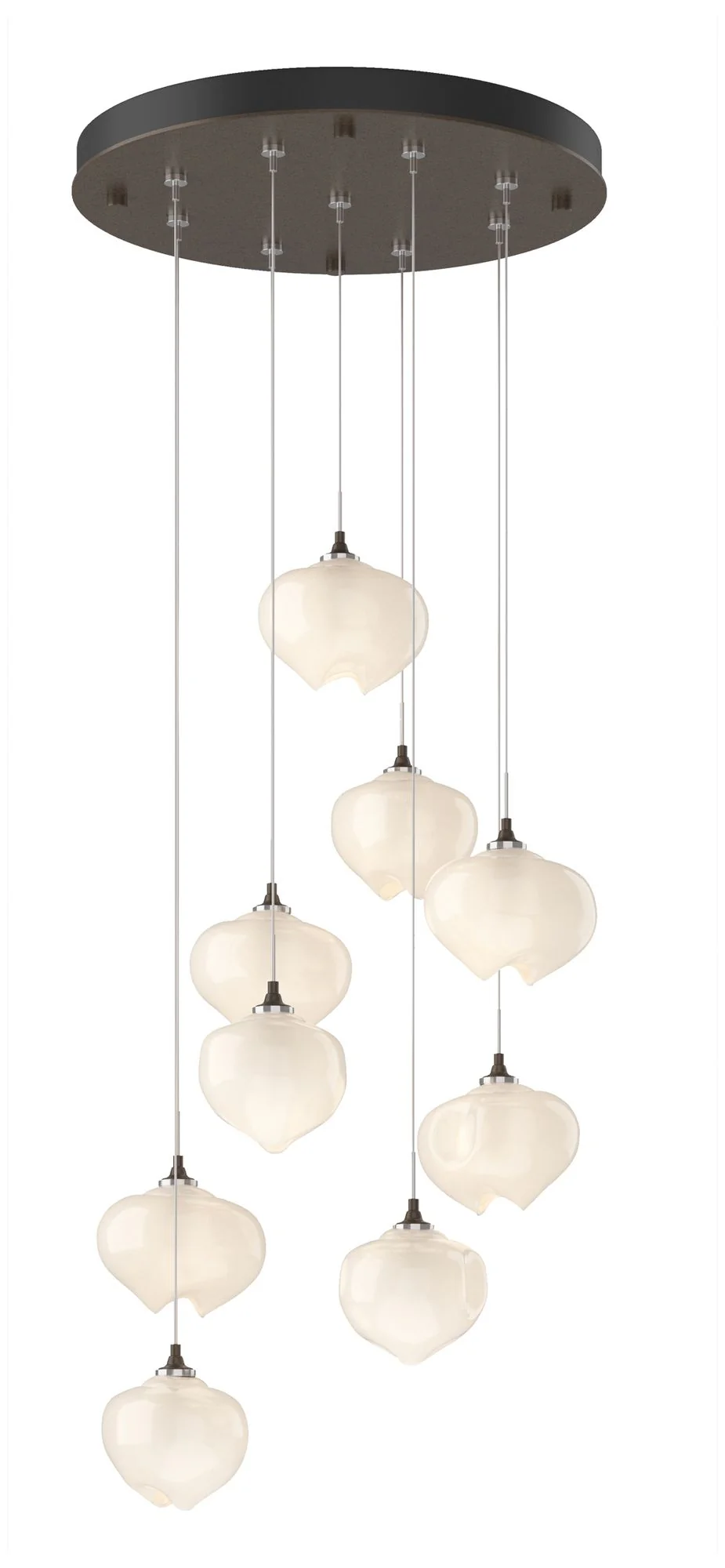 Ume 20.5"W 9-Light Round Bronze Standard Pendant w/ Frosted Glass Shad - Image 1
