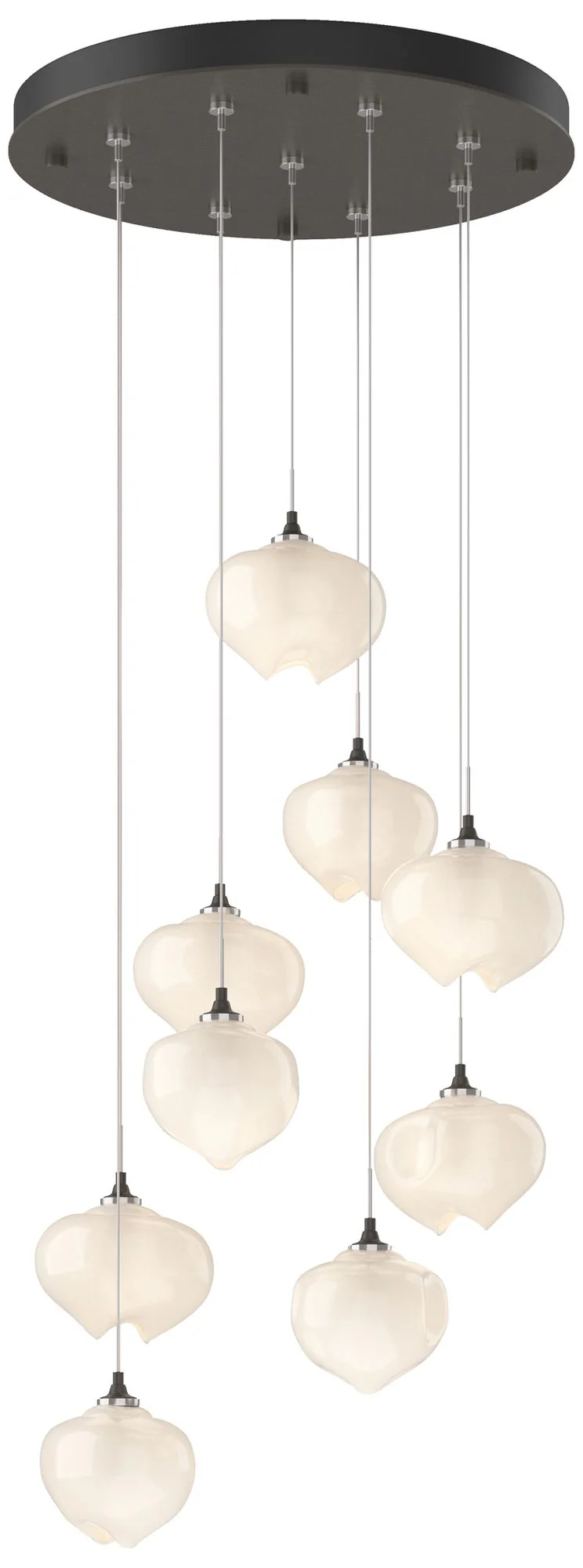 Ume 20.5"W 9-Light Round Dark Smoke Standard Pendant w/ Frosted Glass - Image 1