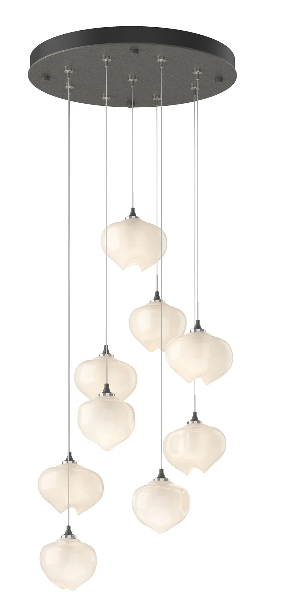 Ume 20.5"W 9-Light Round Iron Standard Pendant w/ Frosted Glass Shade - Image 1