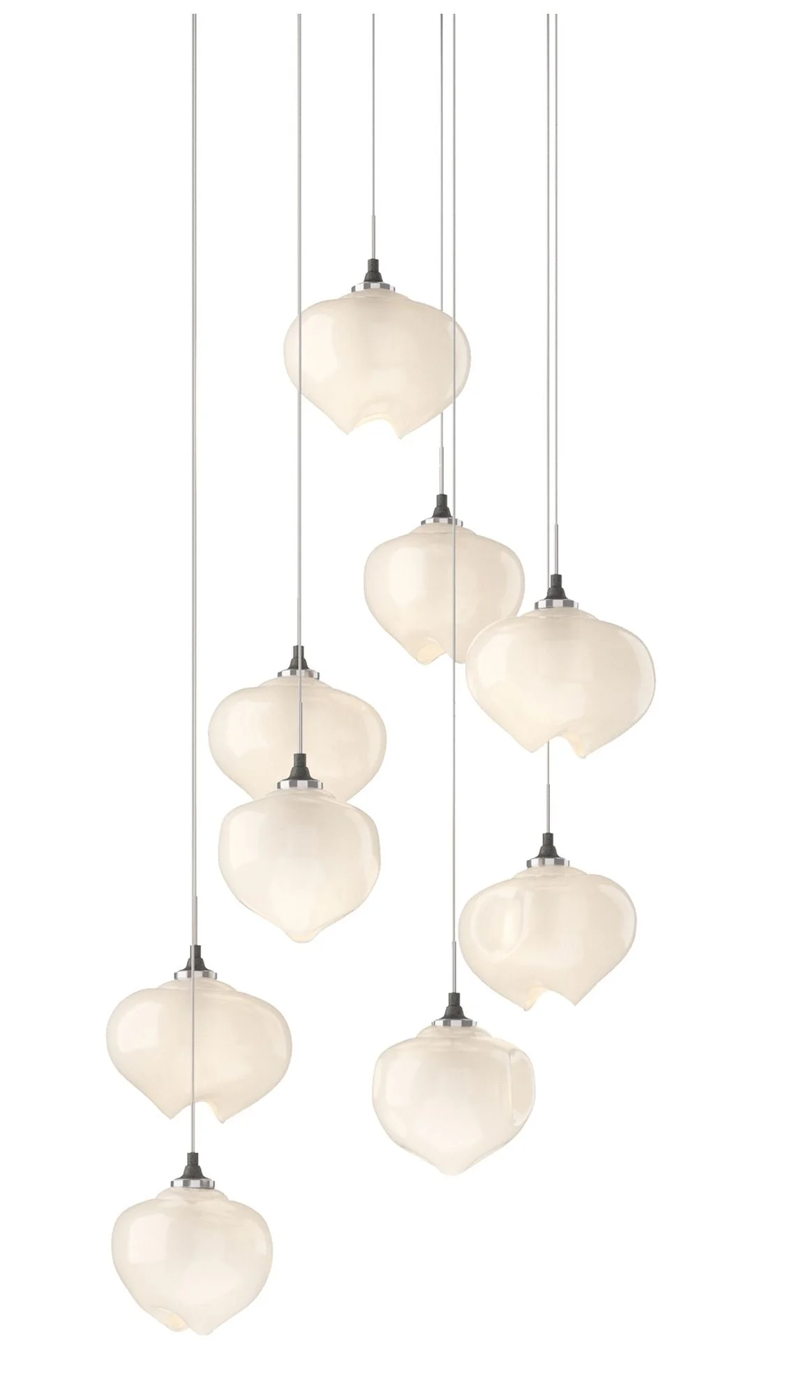 Ume 20.5"W 9-Light Round Natural Iron Long Pendant w/ Frosted Glass Sh - Image 1