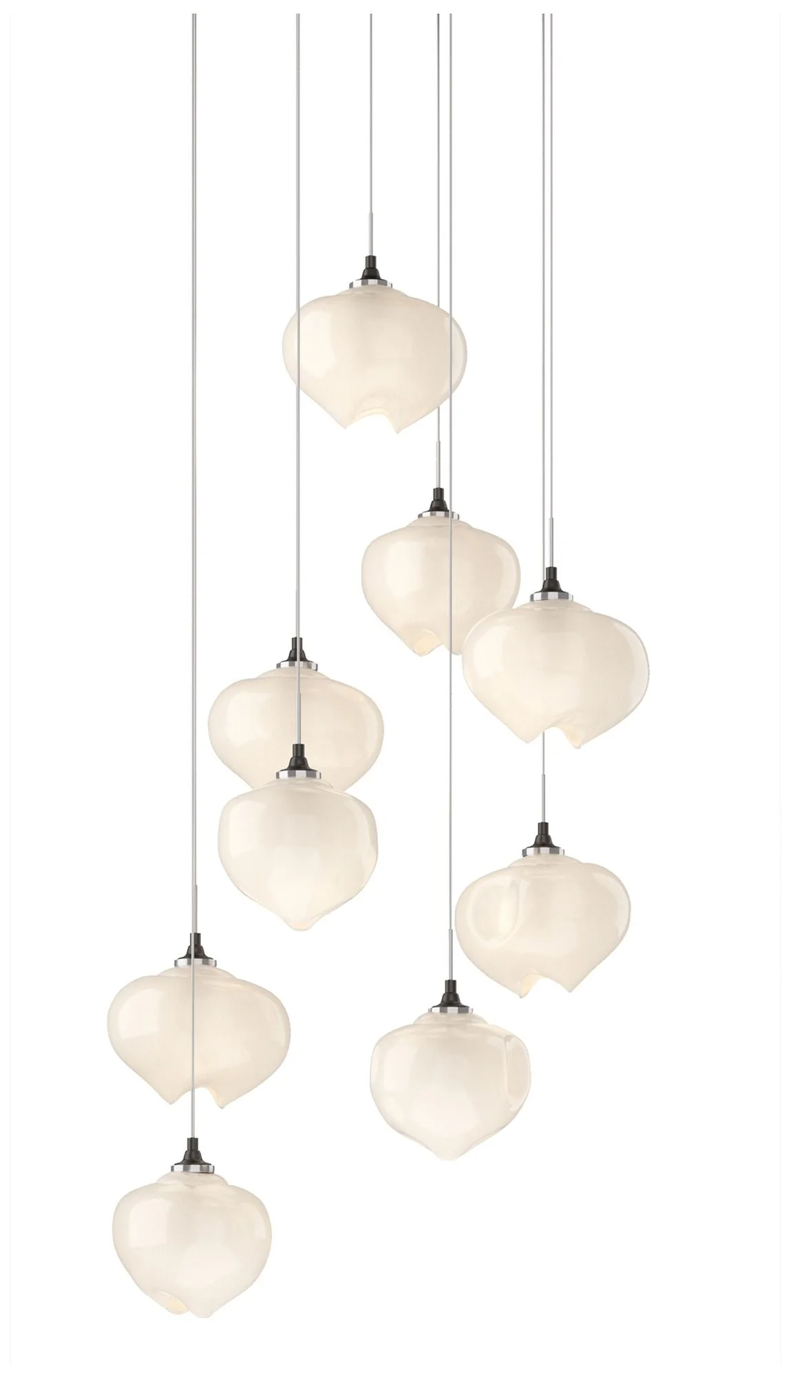 Ume 20.5"W 9-Light Round Oil Rubbed Bronze Long Pendant w/ Frosted Sha - Image 1