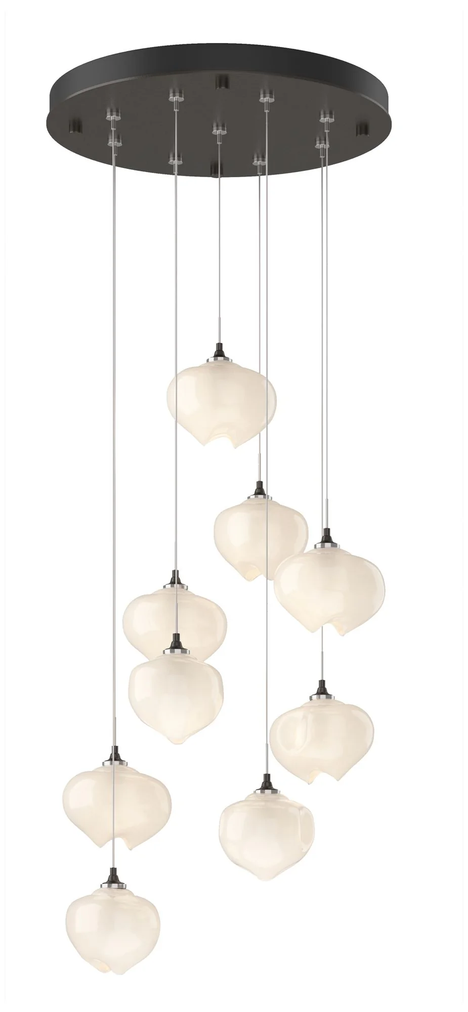 Ume 20.5"W 9-Light Round Oiled Bronze Standard Pendant w/ Frosted Shad - Image 1