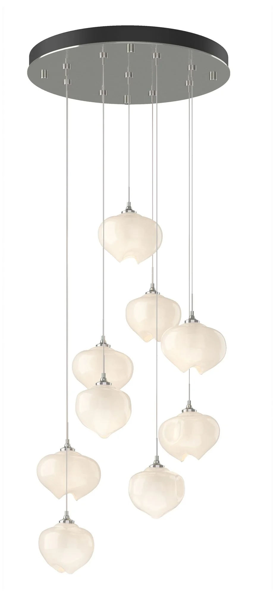 Ume 20.5"W 9-Light Round Sterling Standard Pendant w/ Frosted Glass Sh - Image 1