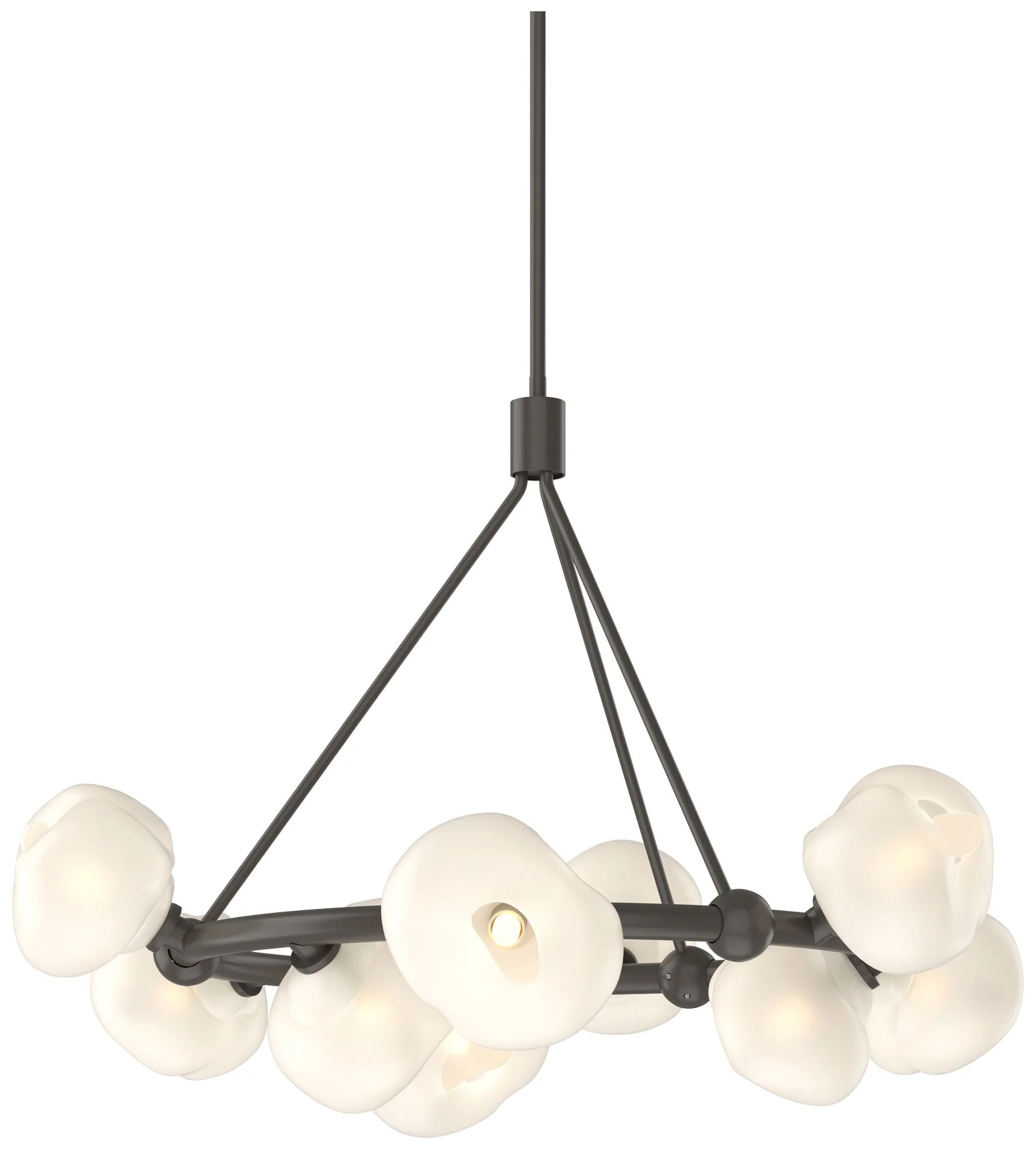 Ume 32" Wide 9-Light Dark Smoke Ring Pendant With Frosted Glass Shade - Image 1