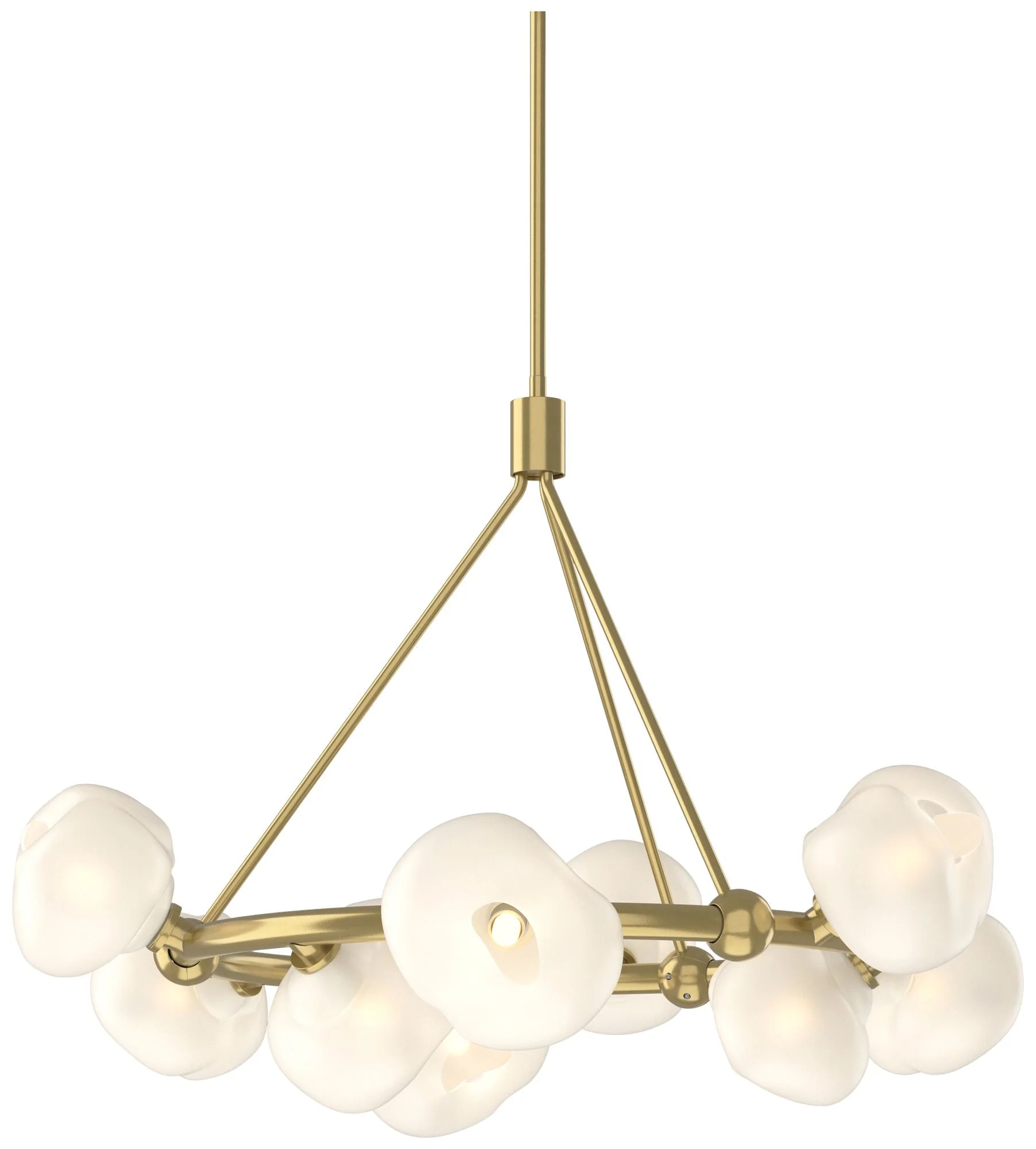 Ume 32" Wide 9-Light Modern Brass Ring Pendant With Frosted Glass Shad - Image 1