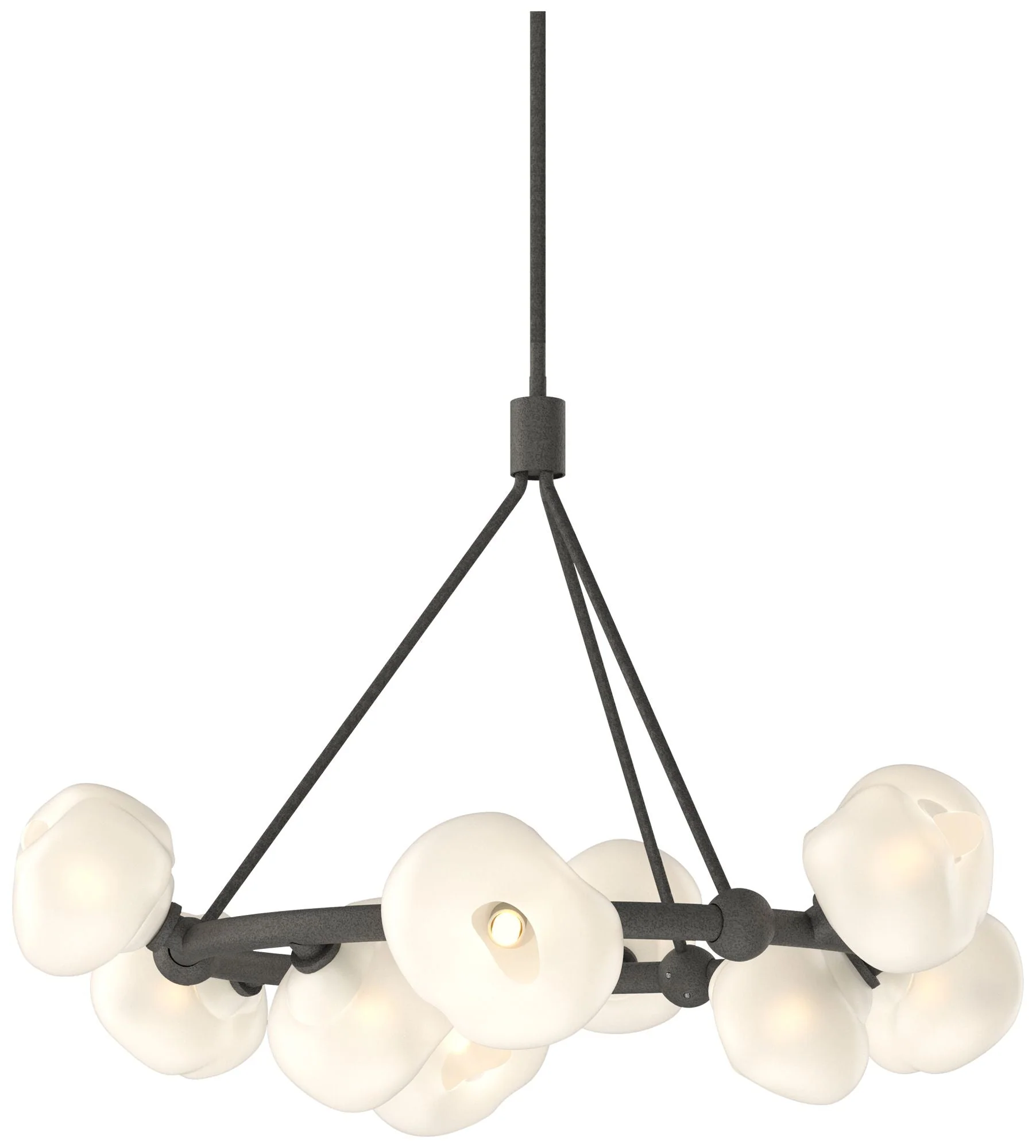 Ume 32" Wide 9-Light Natural Iron Ring Pendant With Frosted Glass Shad - Image 1