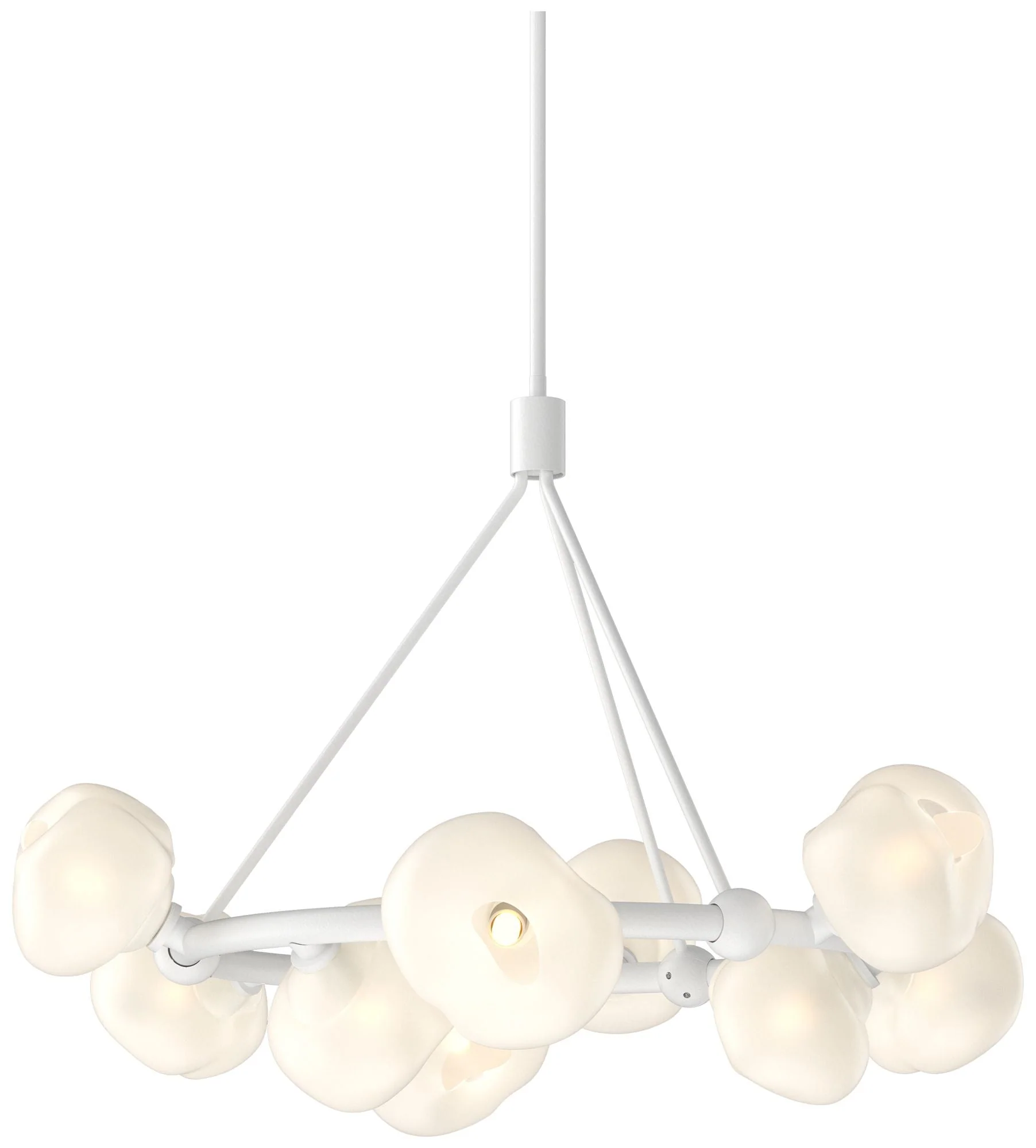 Ume 32" Wide 9-Light White Ring Pendant With Frosted Glass Shade - Image 1