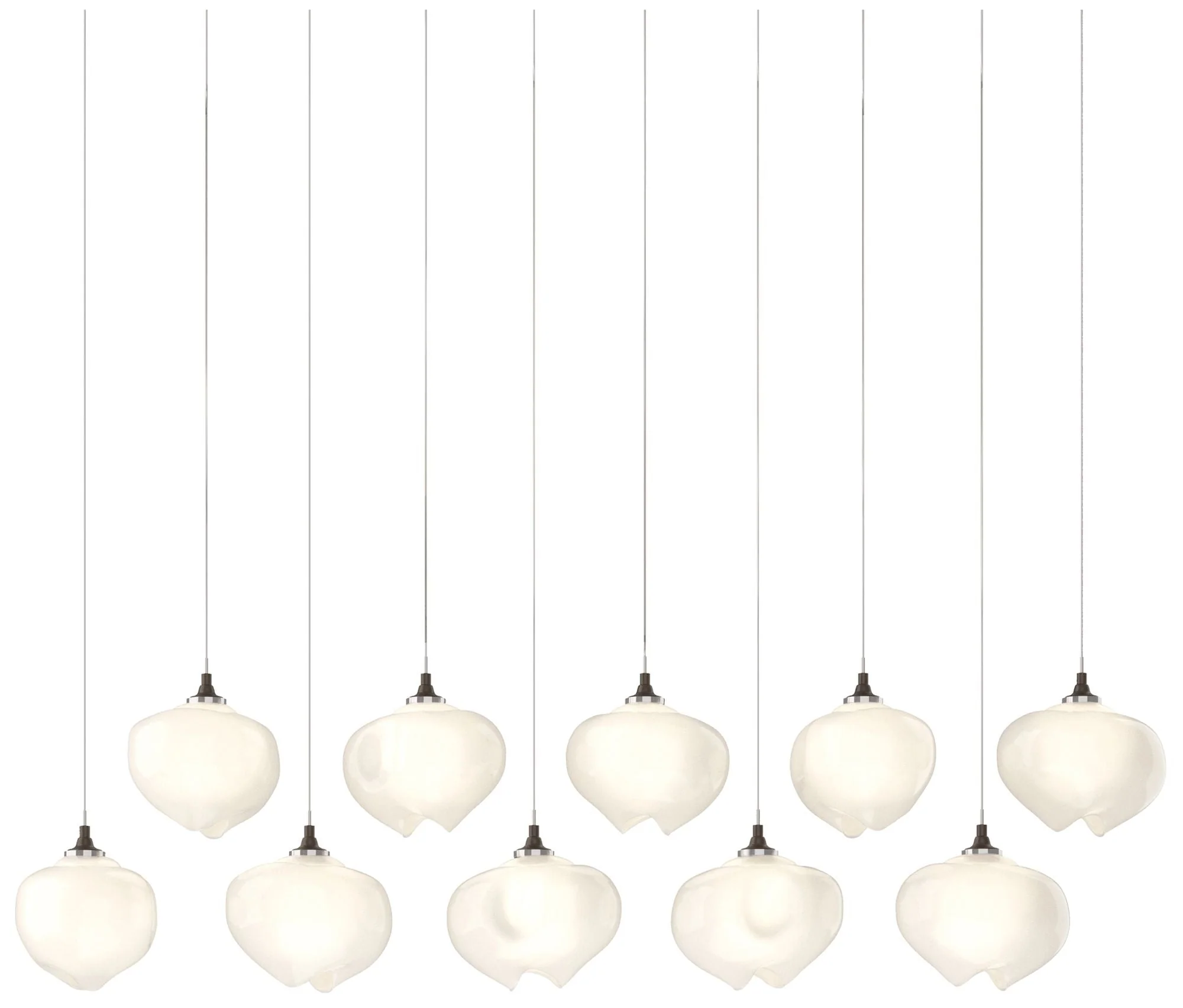 Ume 44.7"W 10-Light Rectangular Bronze Long Pendant w/ Frosted Glass S - Image 1
