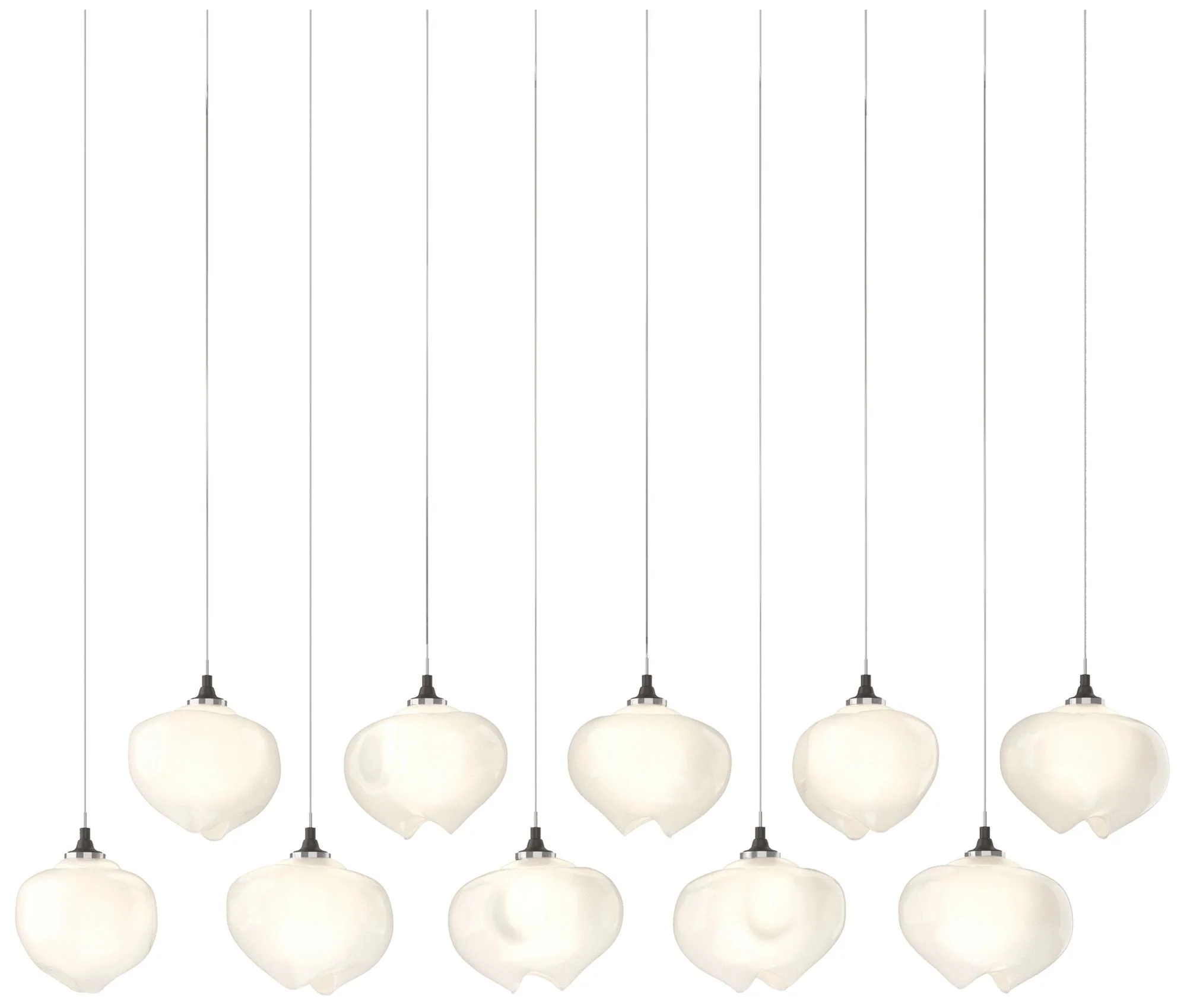 Ume 44.7"W 10-Light Rectangular Dark Smoke Long Pendant w/ Frosted Sha - Image 1