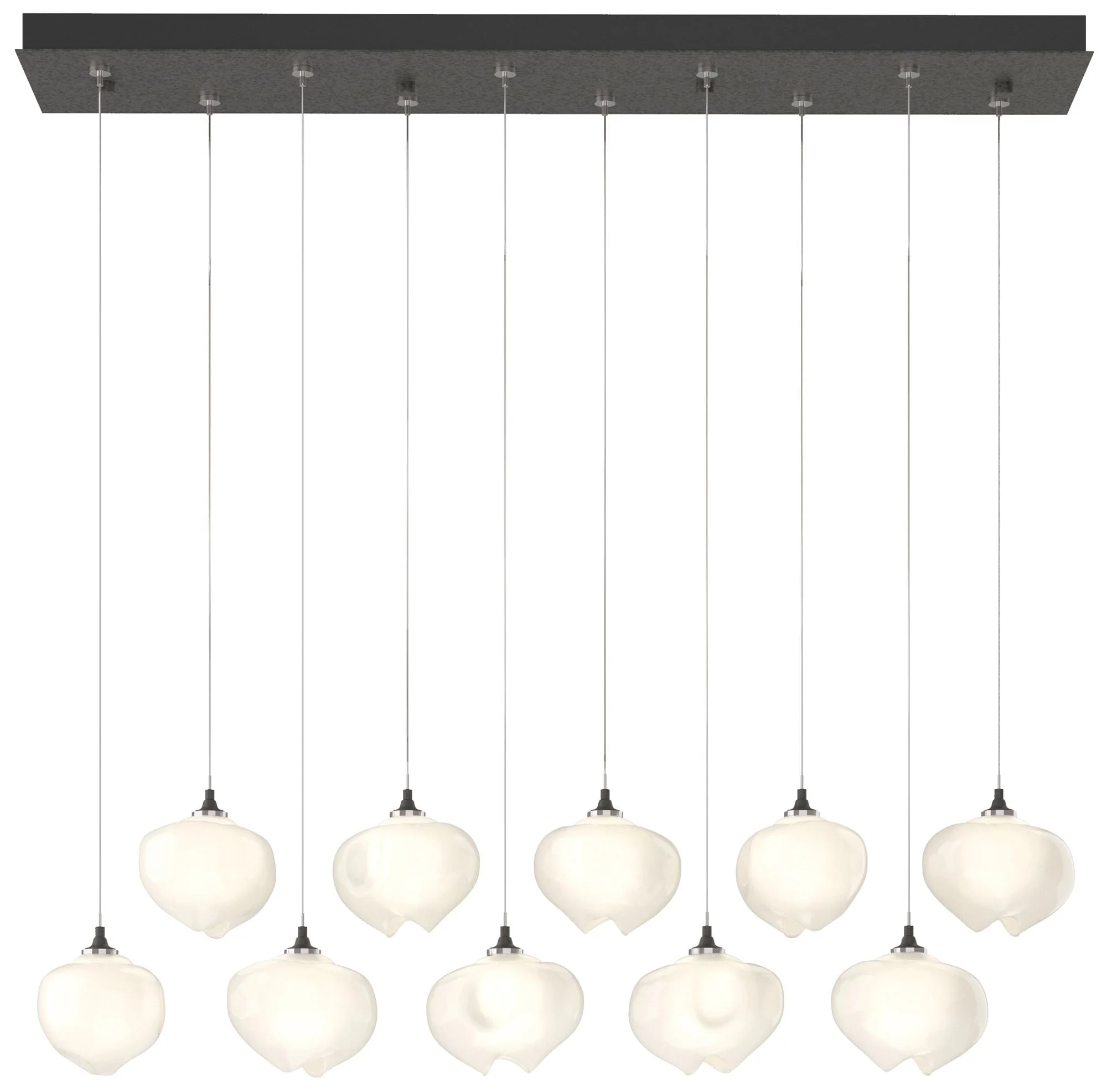 Ume 44.7"W 10-Light Rectangular Iron Standard Pendant w/ Frosted Shade - Image 1