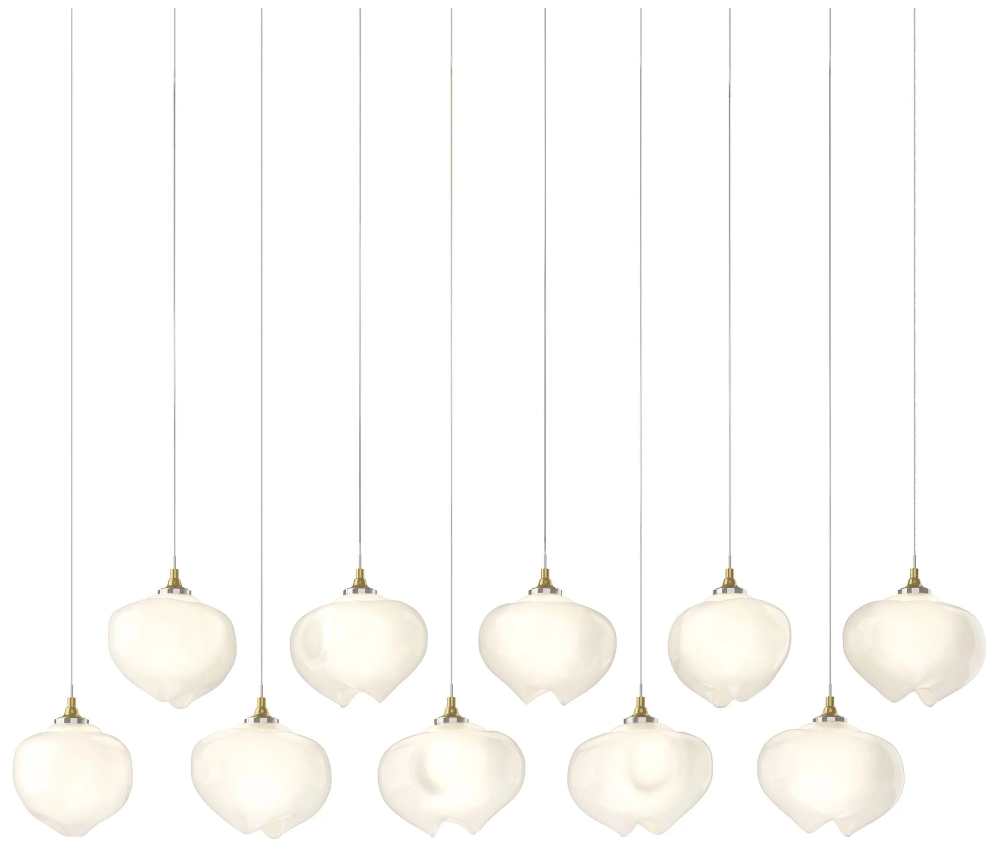 Ume 44.7"W 10-Light Rectangular Modern Brass Long Pendant w/ Frosted S - Image 1