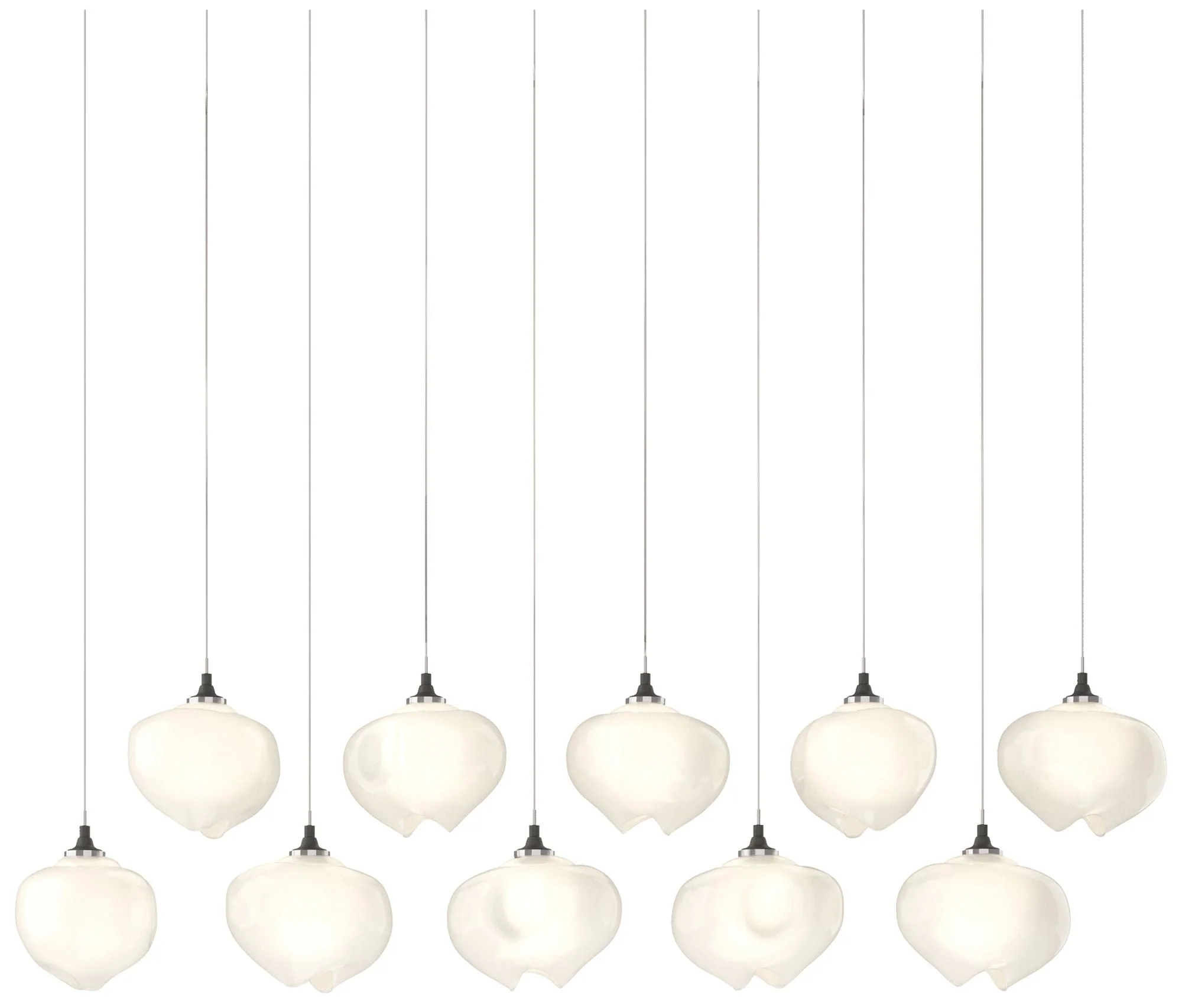 Ume 44.7"W 10-Light Rectangular Natural Iron Long Pendant w/ Frosted S - Image 1