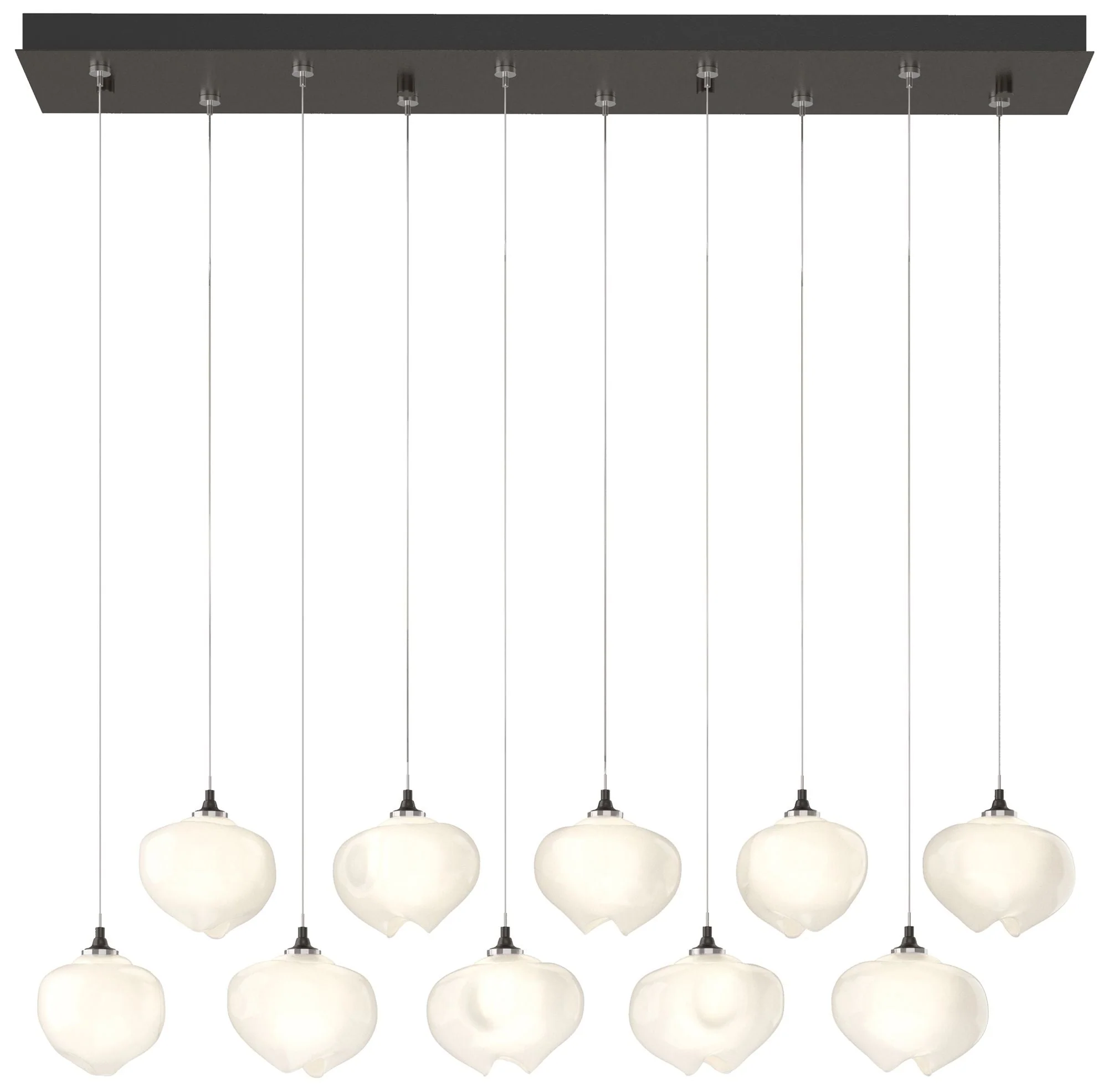 Ume 44.7"W 10-Light Rectangular Oiled Bronze Standard Frost Shade Pend - Image 1