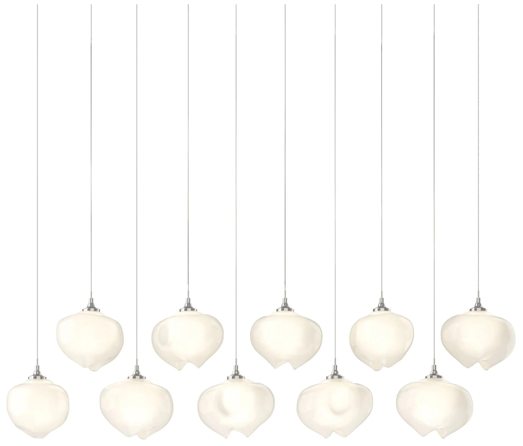 Ume 44.7"W 10-Light Rectangular Sterling Long Pendant w/ Frosted Shade - Image 1
