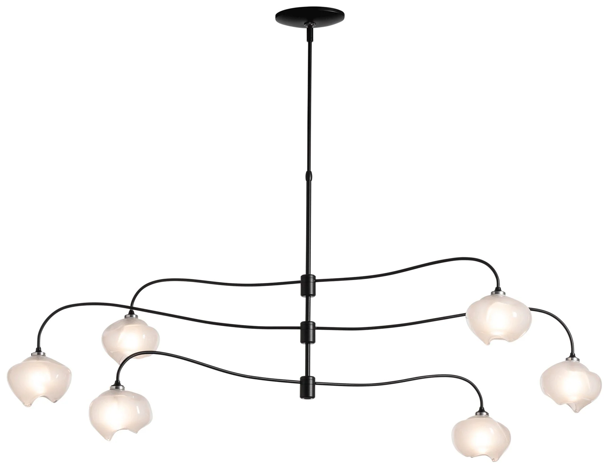 Ume 58.6" Wide 6.Light Large Black Pendant With Frosted Glass Shade - Image 1
