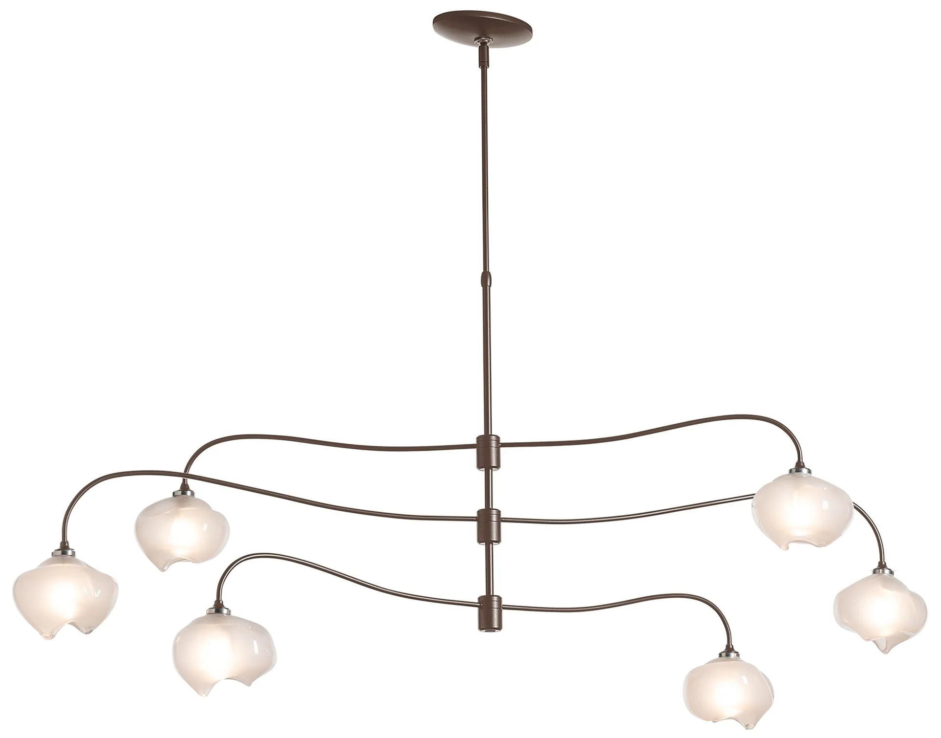 Ume 58.6" Wide 6.Light Large Bronze Pendant With Frosted Glass Shade - Image 1
