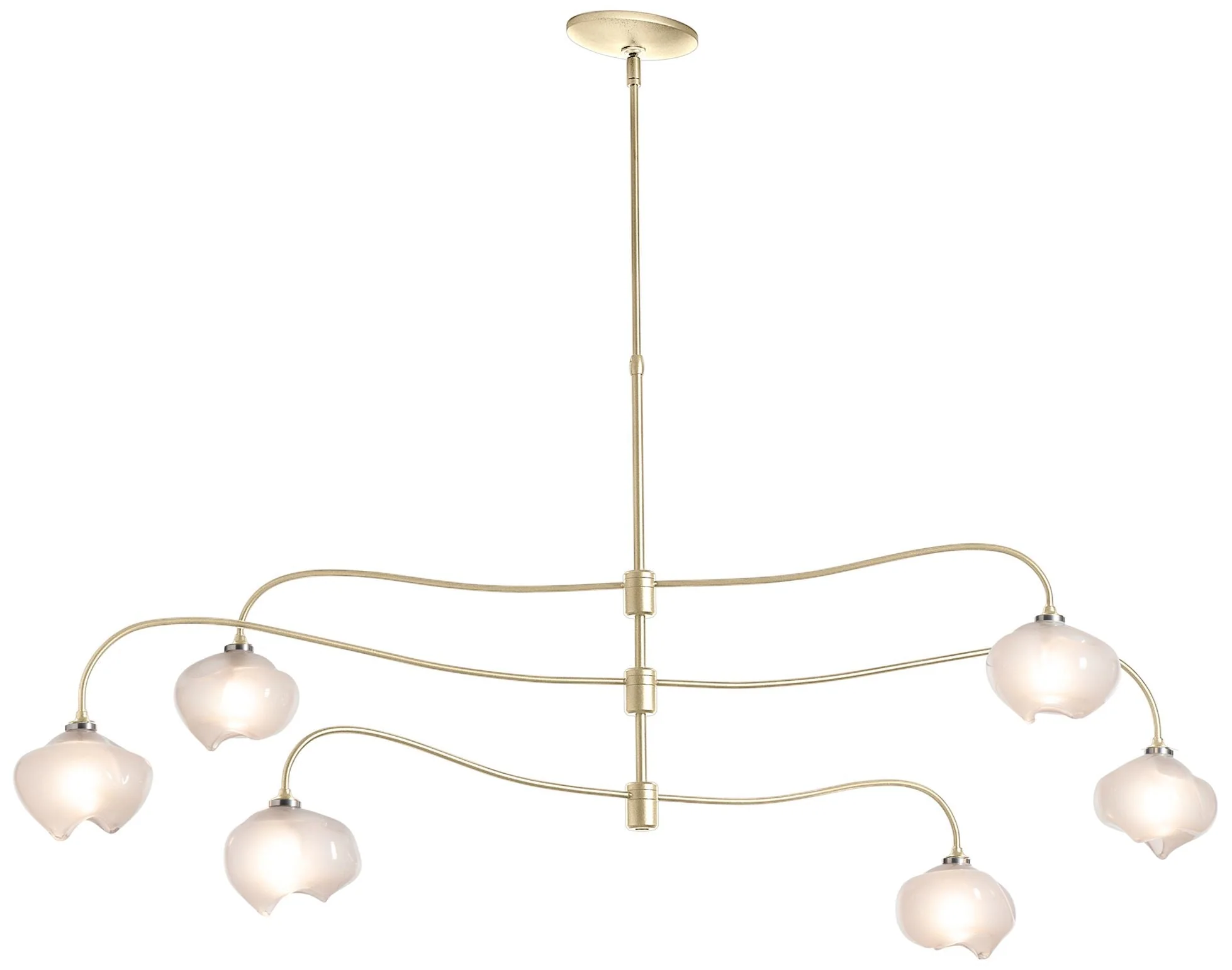 Ume 58.6" Wide 6.Light Large Modern Brass Pendant With Frosted Glass S - Image 1