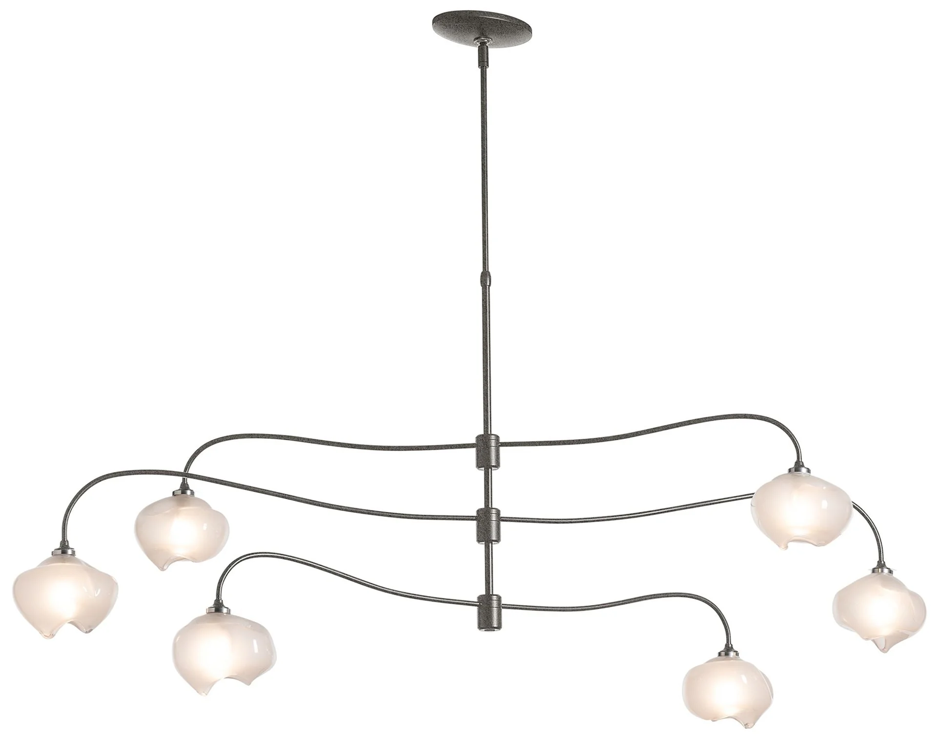 Ume 58.6" Wide 6.Light Large Natural Iron Pendant With Frosted Glass S - Image 1