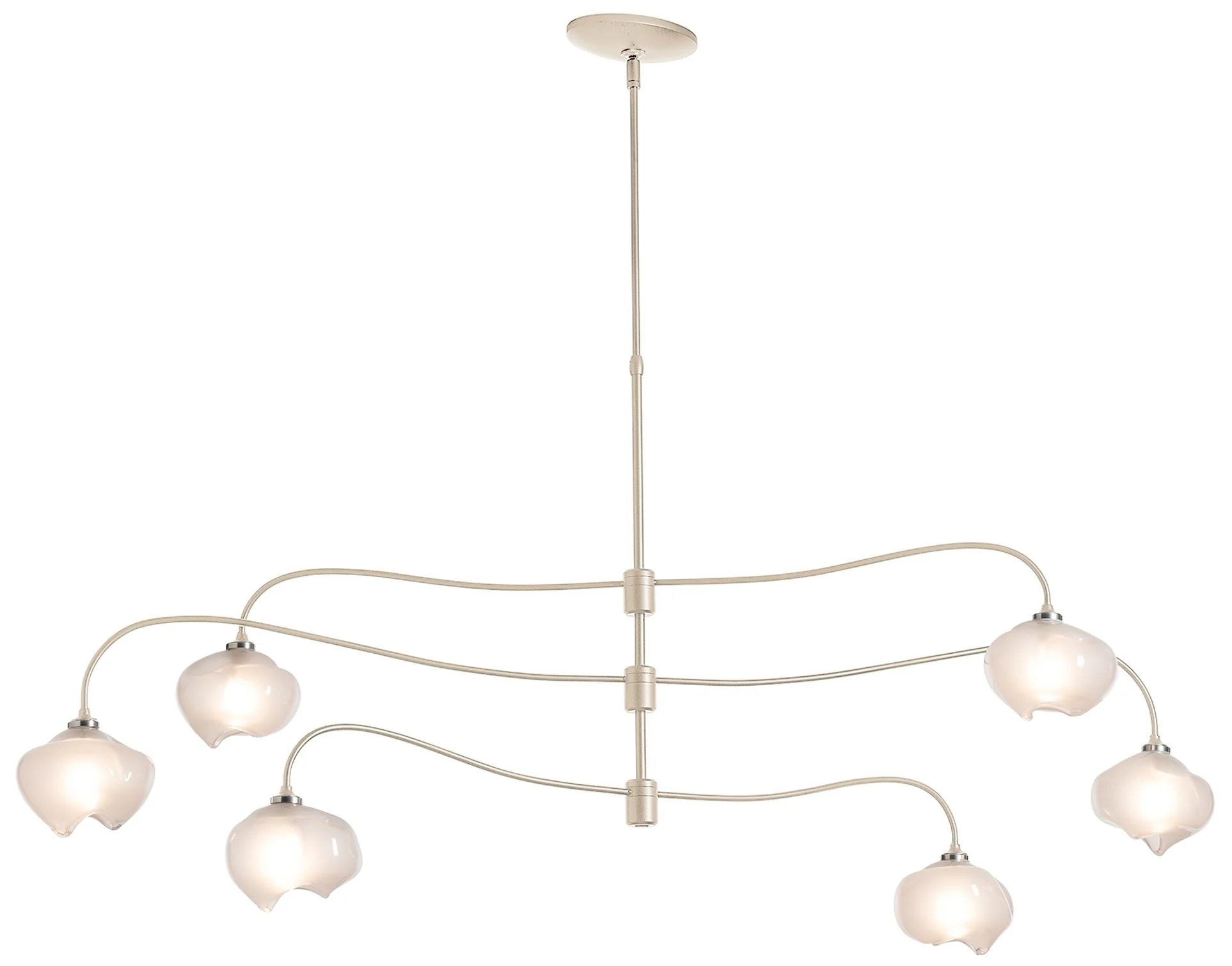 Ume 58.6" Wide 6.Light Large Soft Gold Pendant With Frosted Glass Shad - Image 1